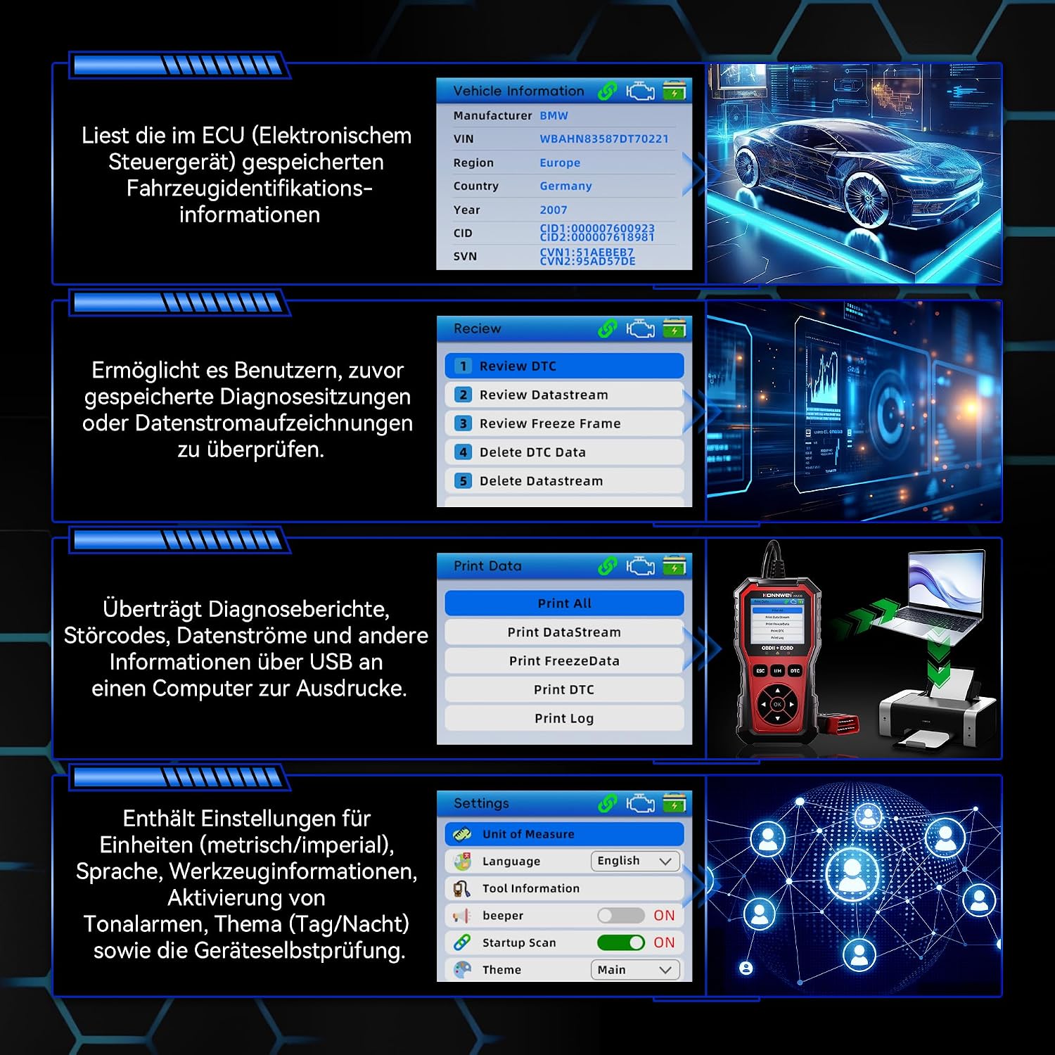 Thumbnail 2 de OBD2 Diagnosegerät Universal Auto Auslesegerät