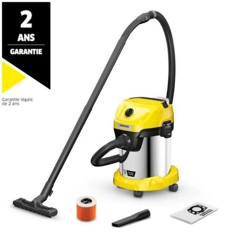 Detalle de Kärcher WD 3-18 S: Aspiradora sin cable 17 L, 225 W para seco y húmedo (negro/amarillo)