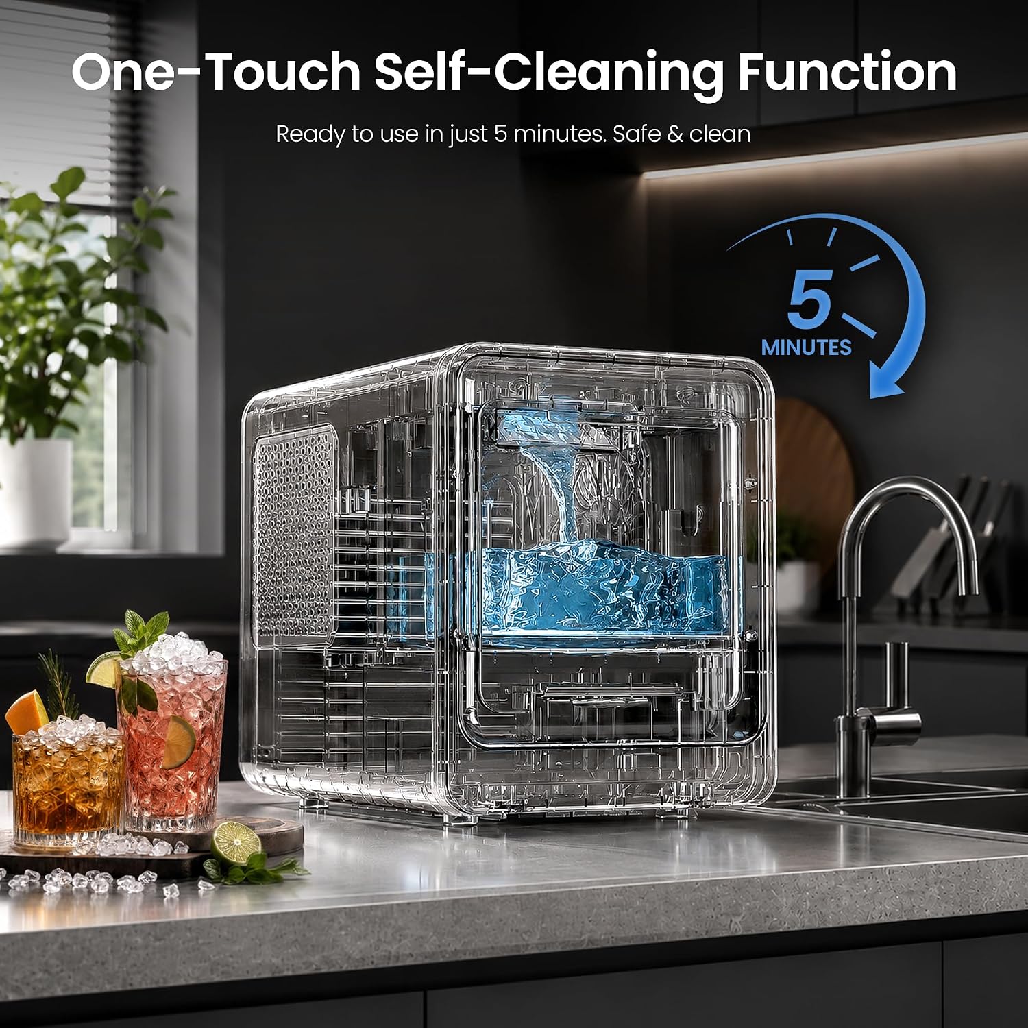 Thumbnail 5 de Kismile IM1A03-STEEL Nugget Ice Maker, 35 lb/24H, Self-Cleaning