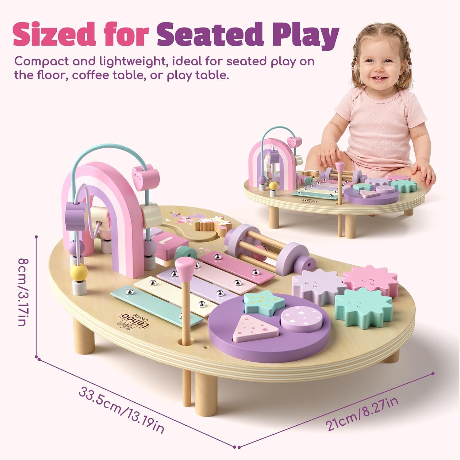 Detalle 2 de Lehoo Castle Wooden Activity Table, 7-in-1