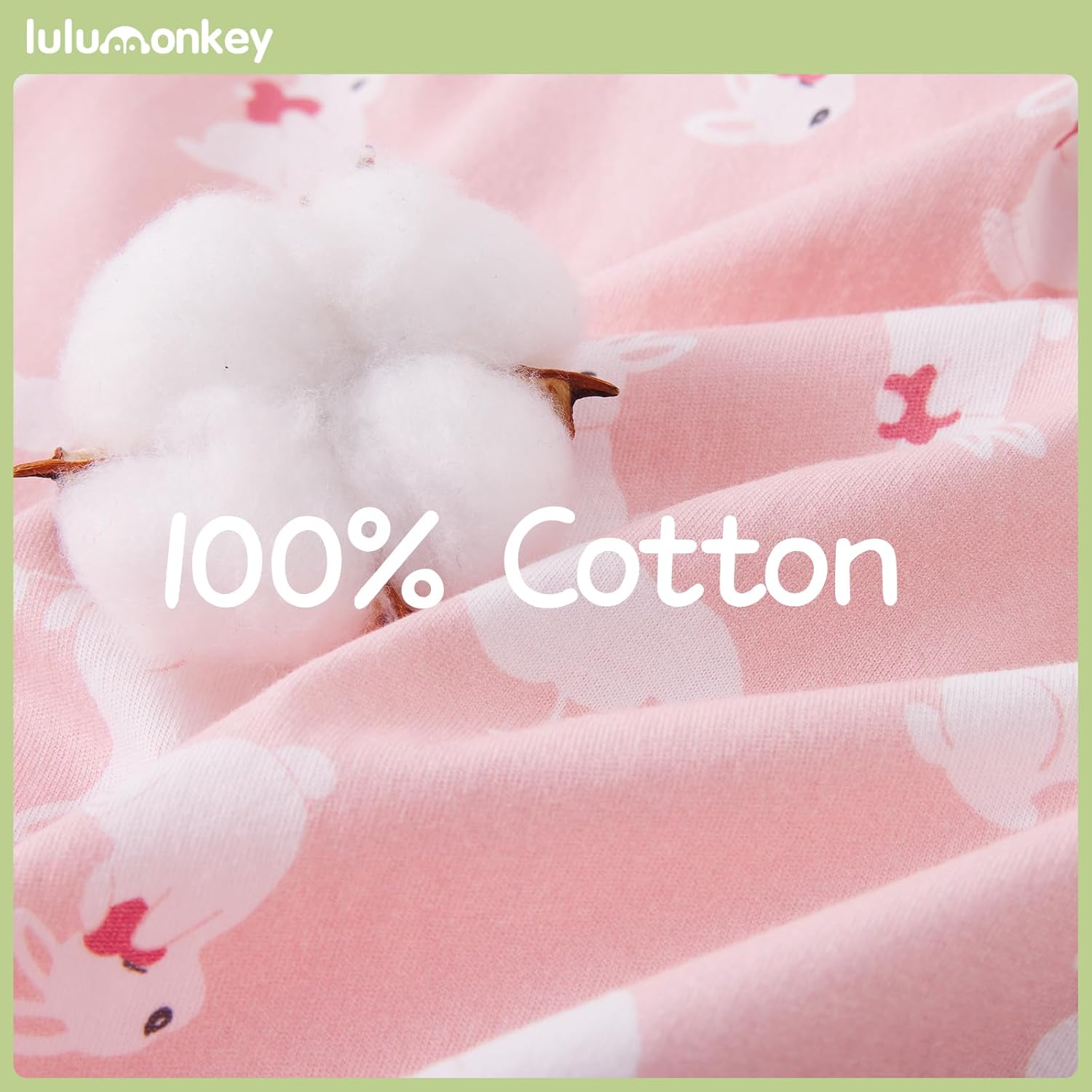Thumbnail 2 de LULUMONKEY 0.5 Tog Baby Summer Sleeping Bag (18-36 Months) – Soft Cotton, Rabbit Design