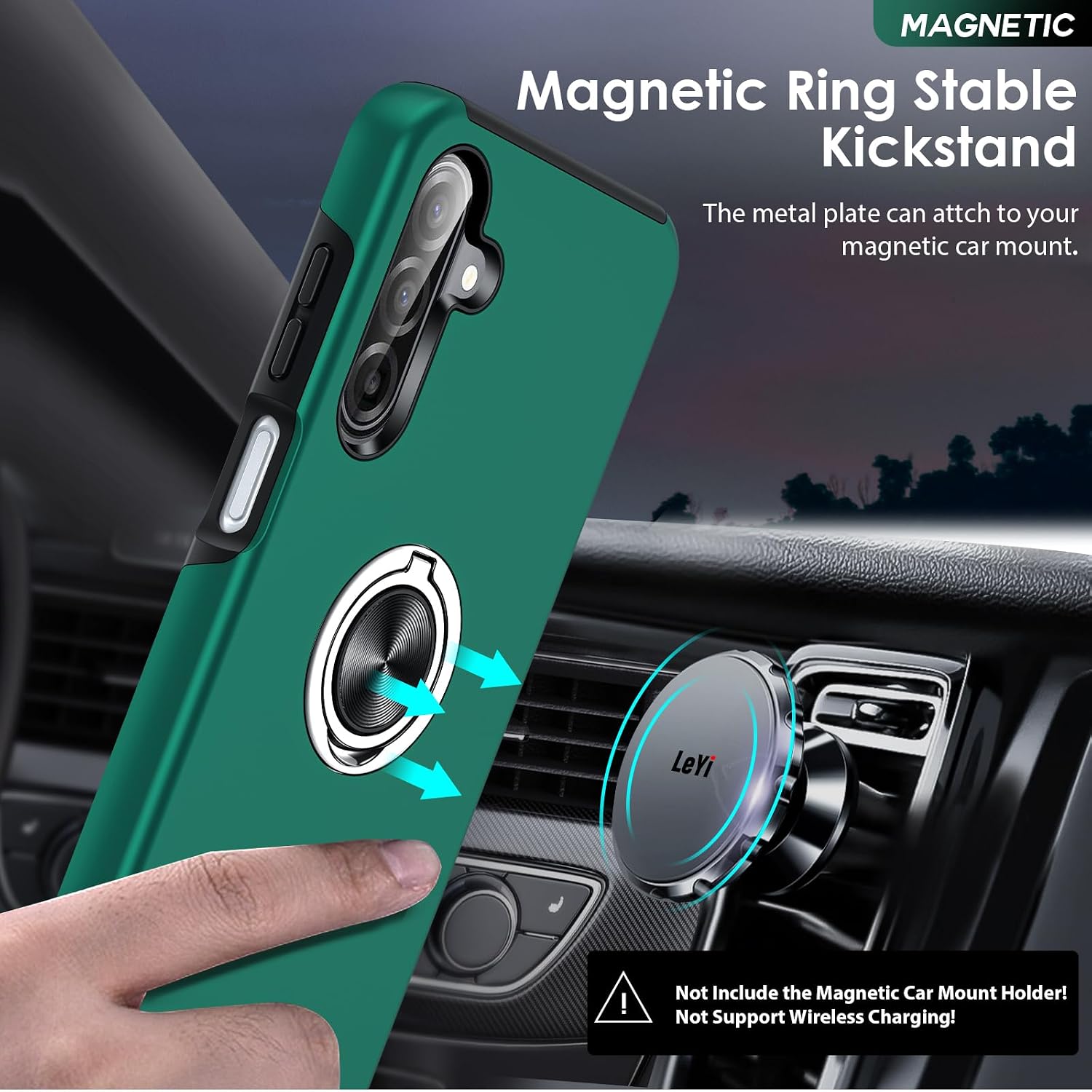 Detalle de LeYi Galaxy A17 Case with 2 Tempered Glass Protectors and Built‑in Ring Stand