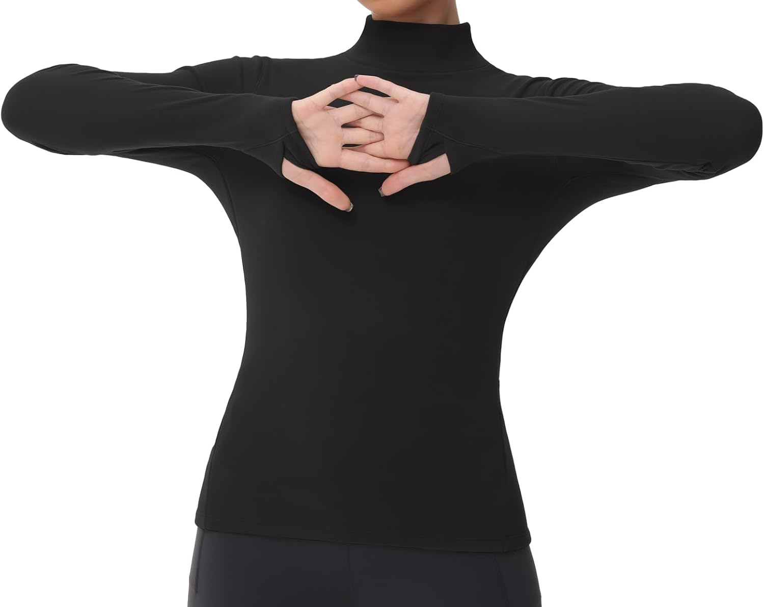 Thumbnail 1 de THE GYM PEOPLE sous-vêtement thermique à col roulé pour femme en polaire avec trous pour les pouces