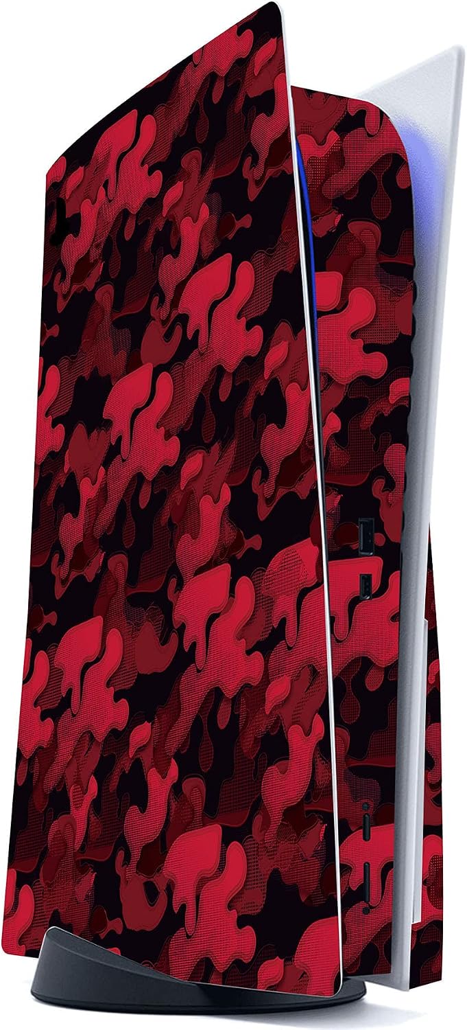Thumbnail 2 de PlayVital Black Red Camouflage Full Set Skin Decal for PS5 Console Disc Edition