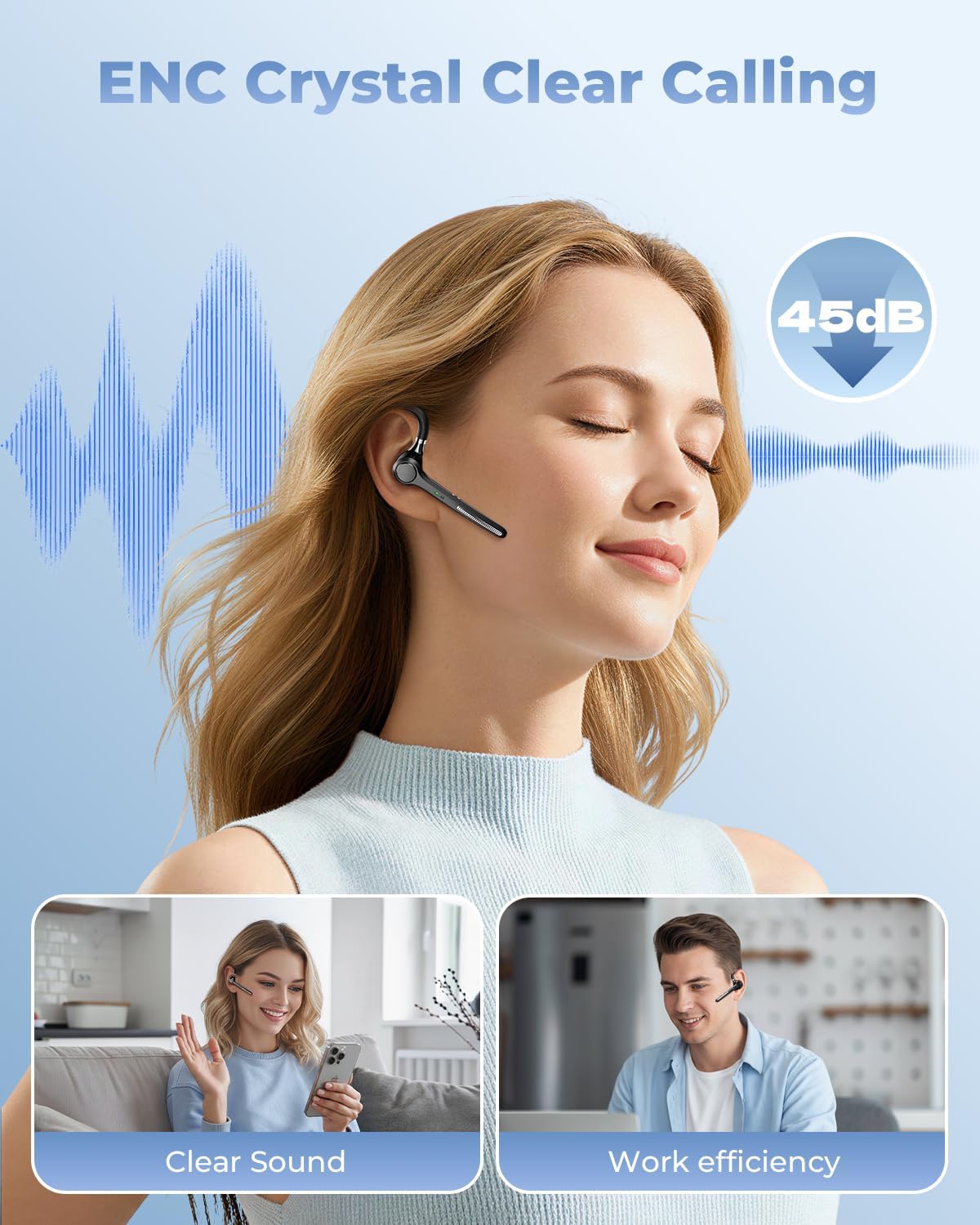 Thumbnail 3 de Ngsod V5.4 Bluetooth Headset 50H Talk Time