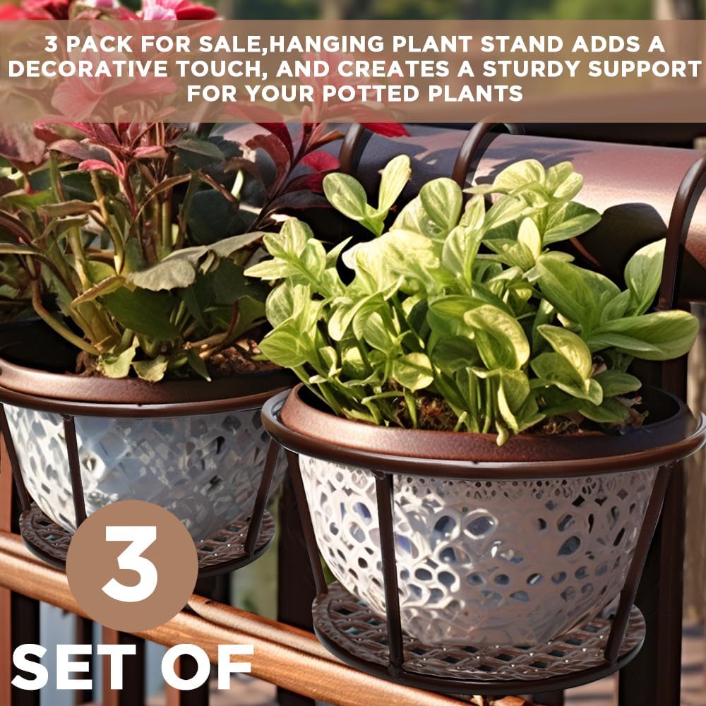 Detalle de NEISRAI Metal Railing Planter Holder