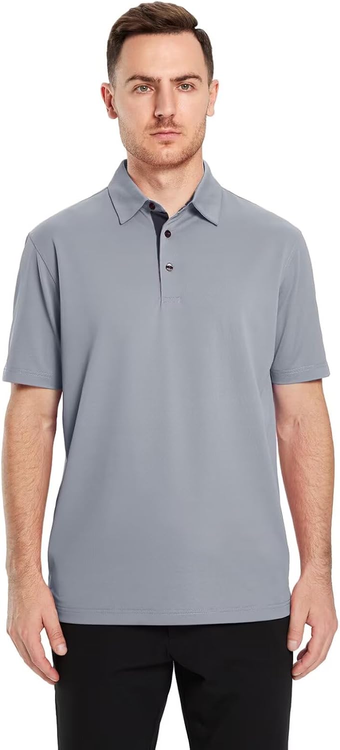 Detalle de Men’s Golf Polo Shirt Short & Long Sleeve Moisture Wicking Dry Fit Performance Pique (UPF30+) Solid Casual