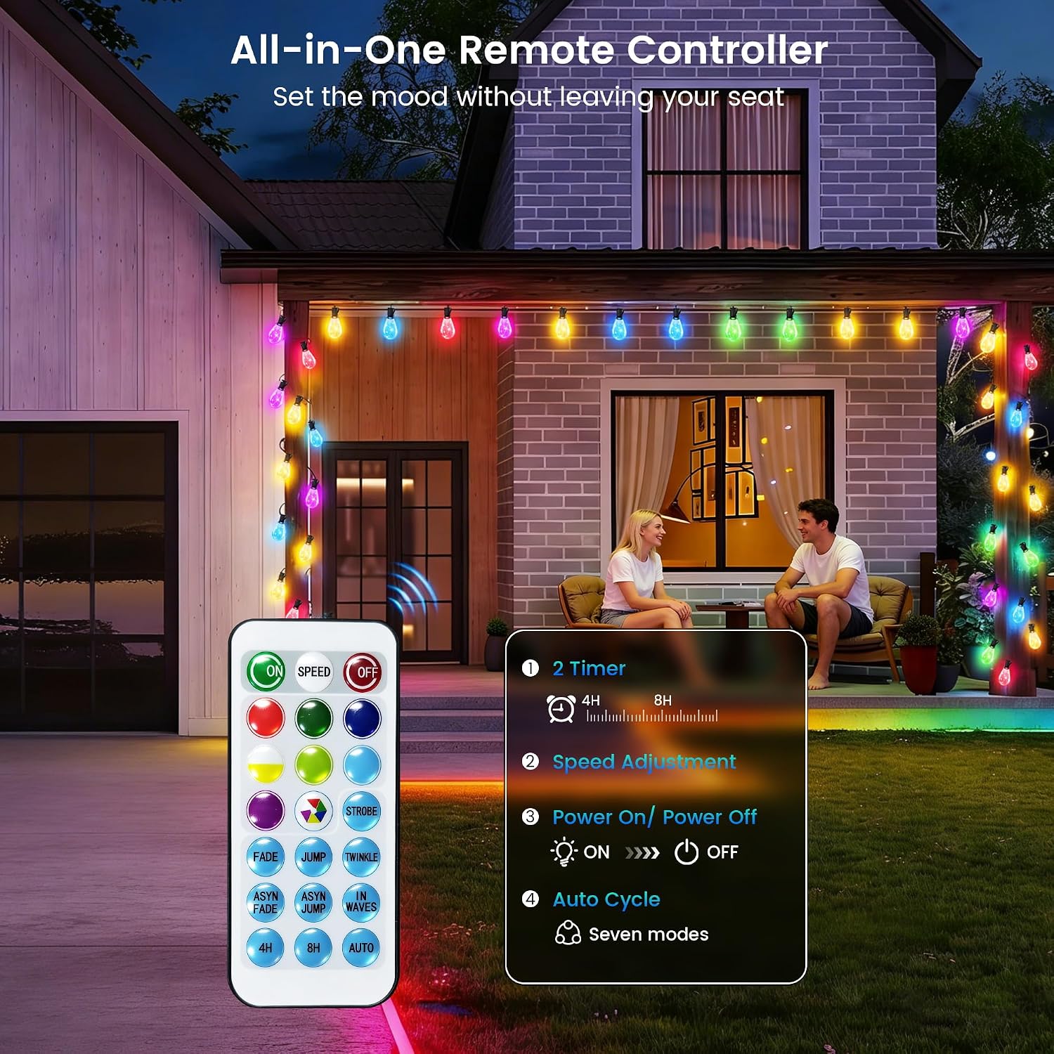 Thumbnail 6 de WOWLUMEN GLS-20J2P-E12-S11- RGB Outdoor String Lights, 25 ft, Dimmable