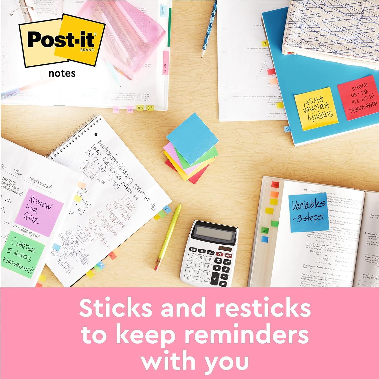 Detalle de Post-it Notes Energetic Color Collection: 12 pads of 76 x 76 mm self-stick notes (100 sheets each)