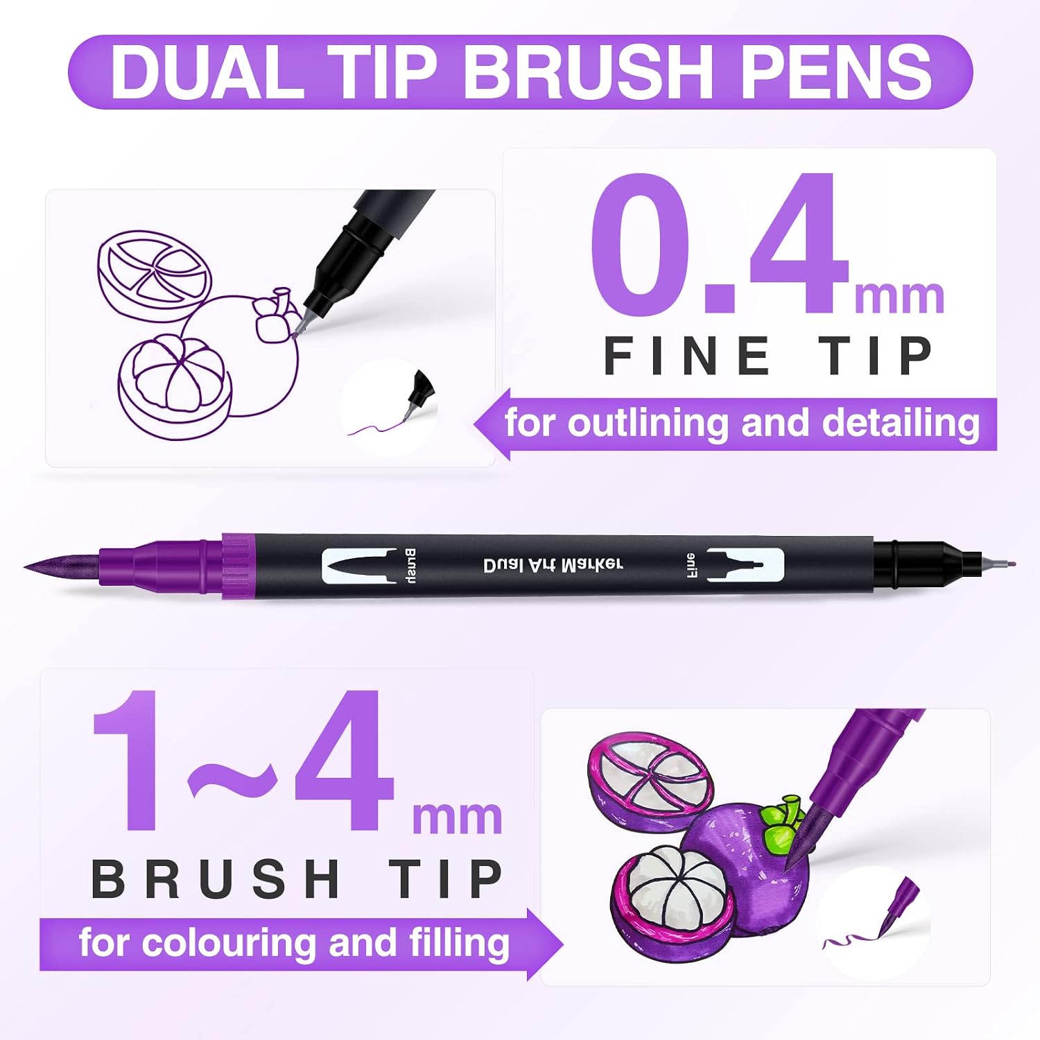 Thumbnail 1 de Dual Tip Brush Pens 24 Colour Set
