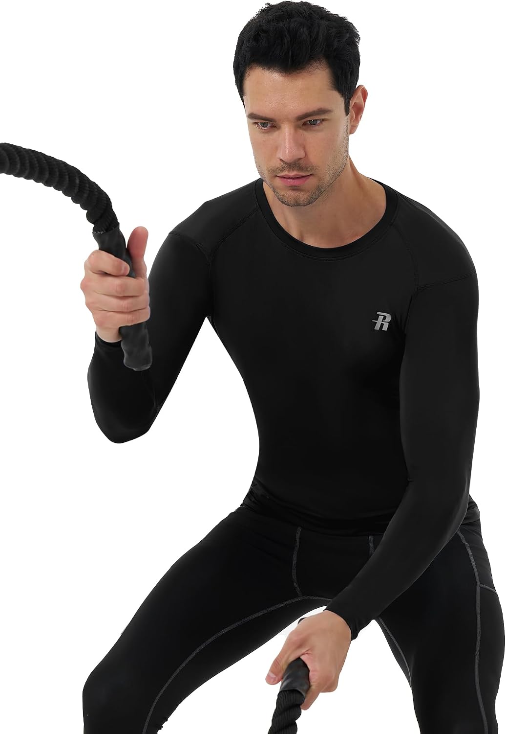 Detalle de Runhit Men’s Long-Sleeve Compression Shirt, UPF 50+ Rash Guard