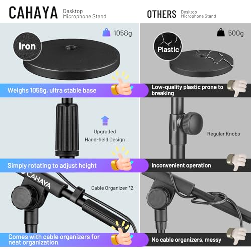 Detalle 2 de CAHAYA Pied Micro de Bureau Stable Réglable 180°, Base Lourde 1058 g — Support robuste pour l’enregistrement