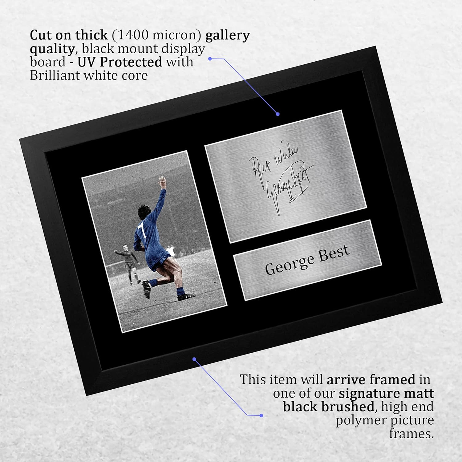 Thumbnail 2 de HWC Trading George Best Gift Signed Framed A4 Print
