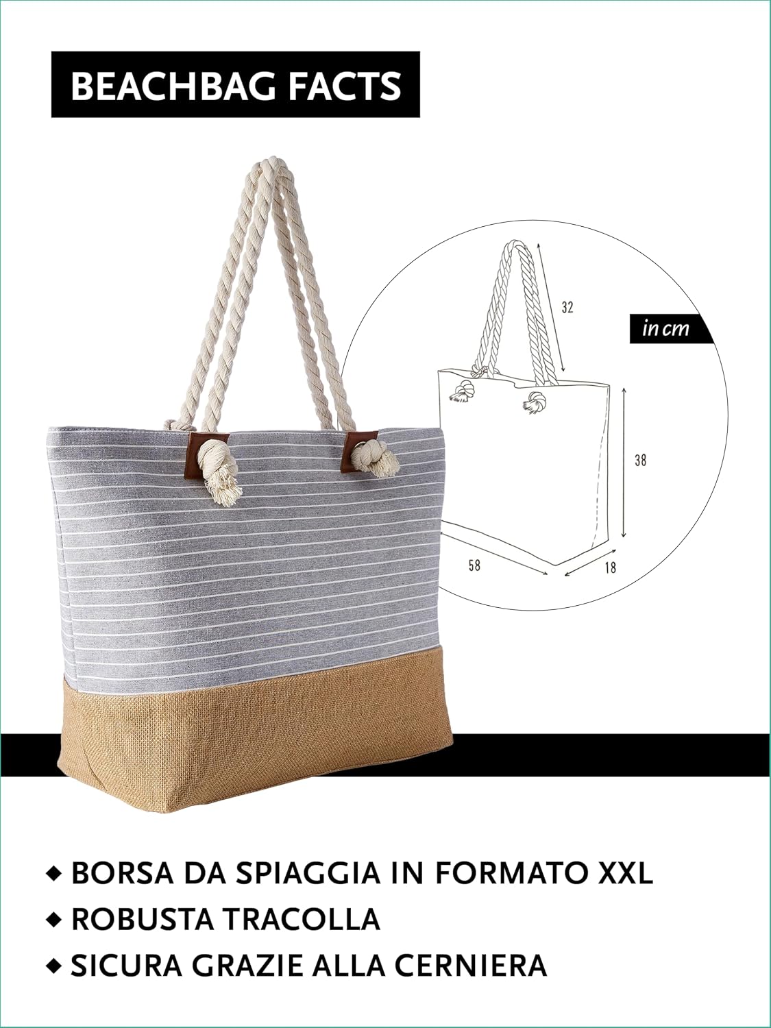 Thumbnail 1 de Borsa spiaggia DonDon Grande 58x38