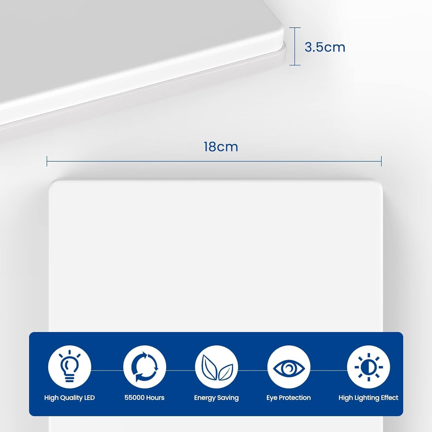 Thumbnail 1 de EASY EAGLE LED Deckenleuchte flach, 6500K, 24 W (2400 lm), IP44 – quadratisches LED-Panel für Bad, Flur & Küche