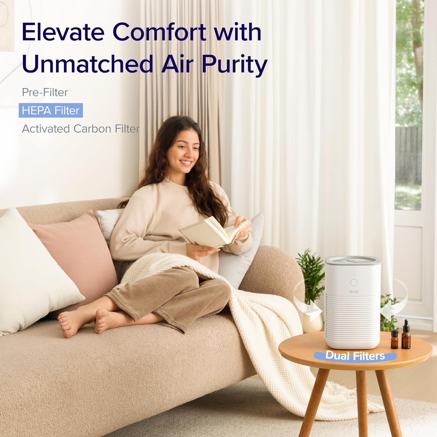 Thumbnail 1 de Levoit LV-H128 Air Purifier for Bedroom with Dual HEPA Filters