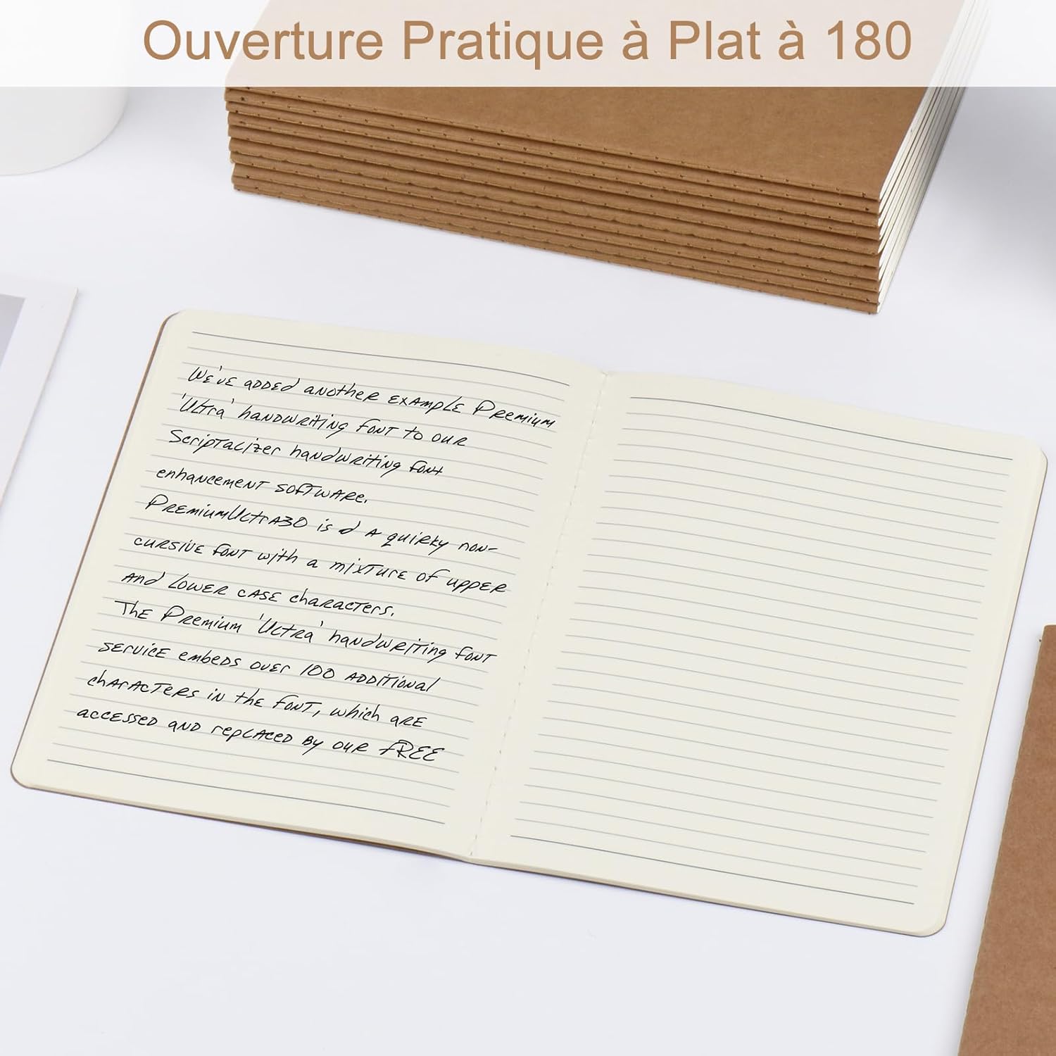 Thumbnail 4 de ZCZN A5 Cahiers Lignés Kraft 60 Pages par Bloc – Lot de 12 blocs, 80 gsm, reliure à fil