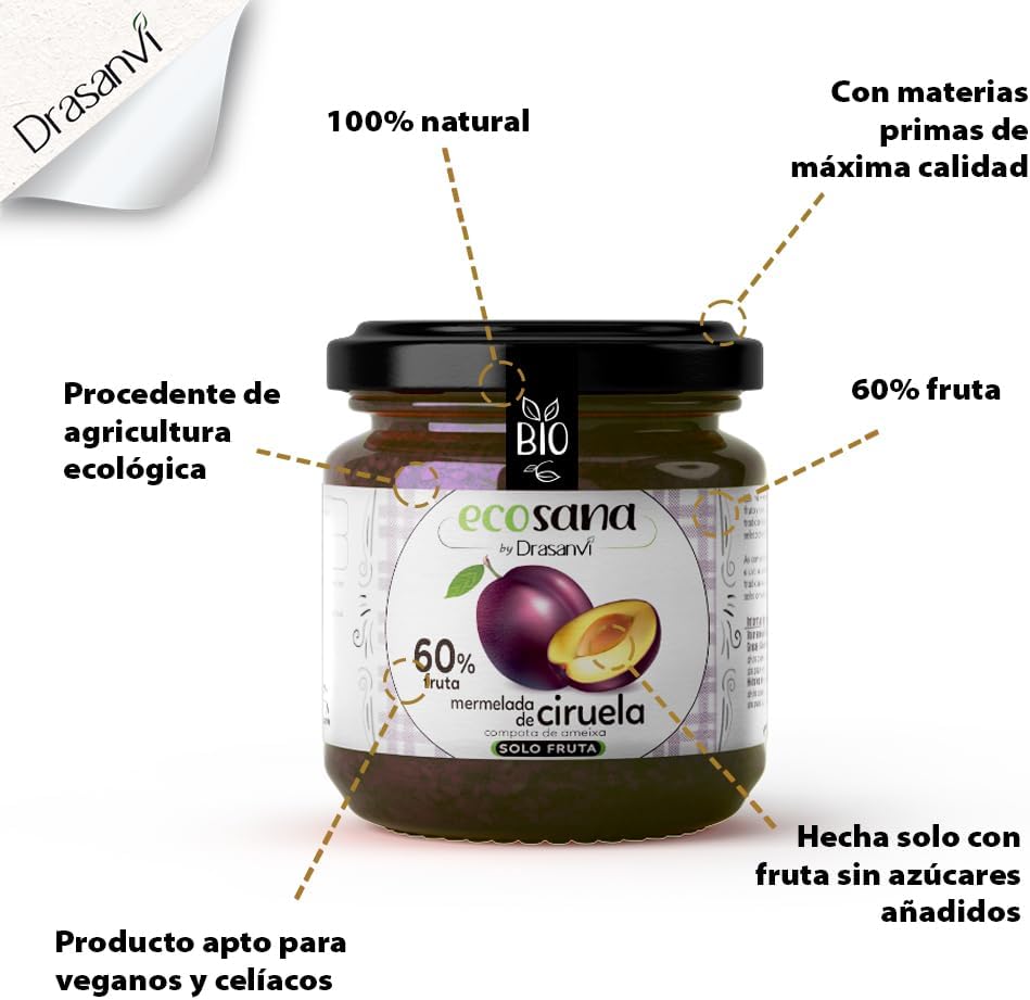 Detalle 2 de ECOSANA MERMELADA EXTRA CIRUELA 250g 🍯
