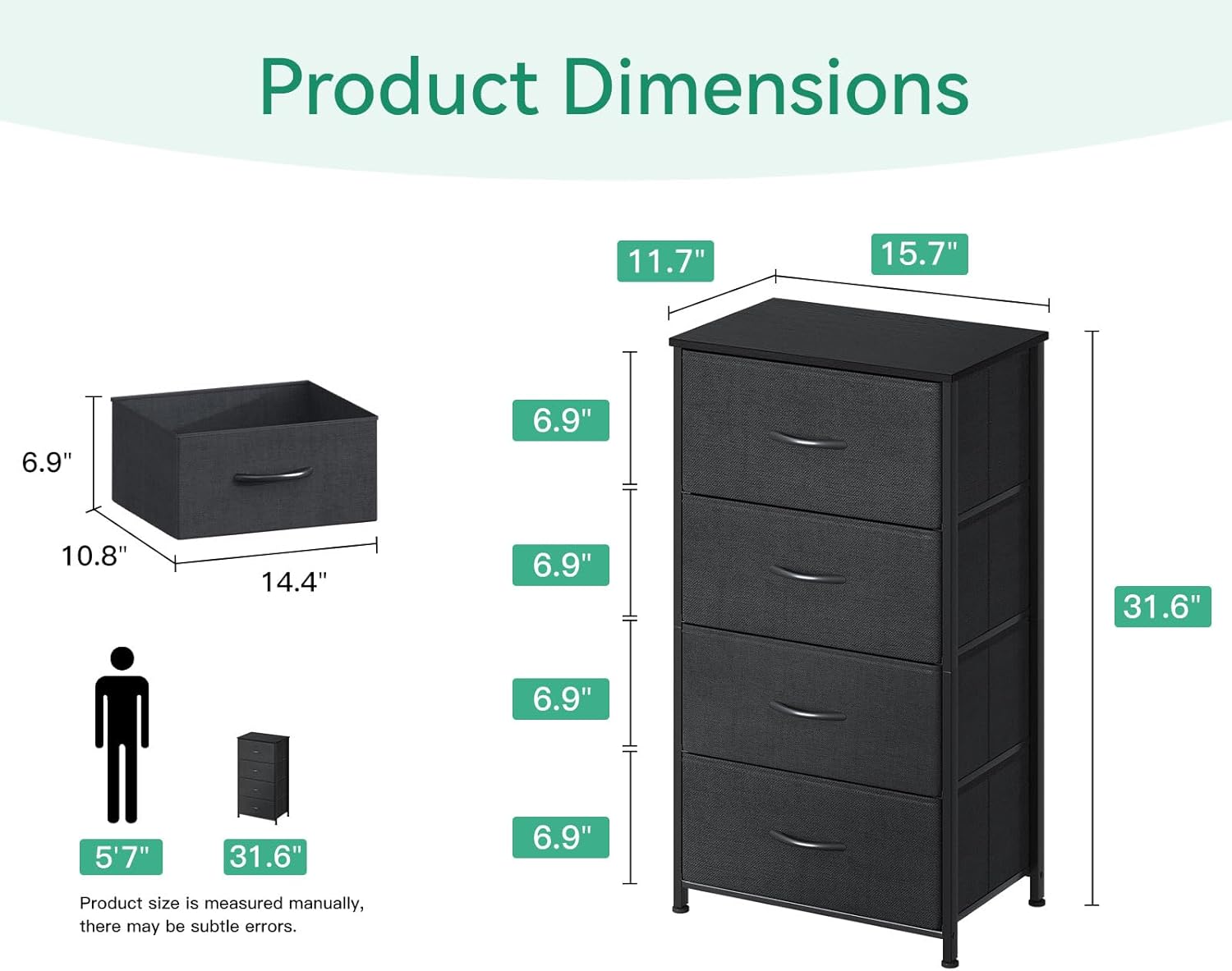Thumbnail 2 de AODK Dresser with 4 Drawers 31.77"H