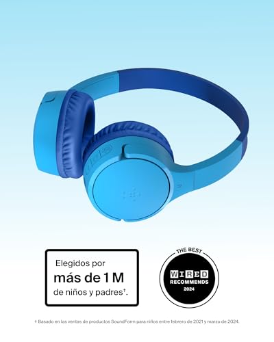 Detalle 2 de Belkin SoundForm Mini: auriculares inalámbricos para niños con micrófono, 30 h de autonomía y seguridad de volumen