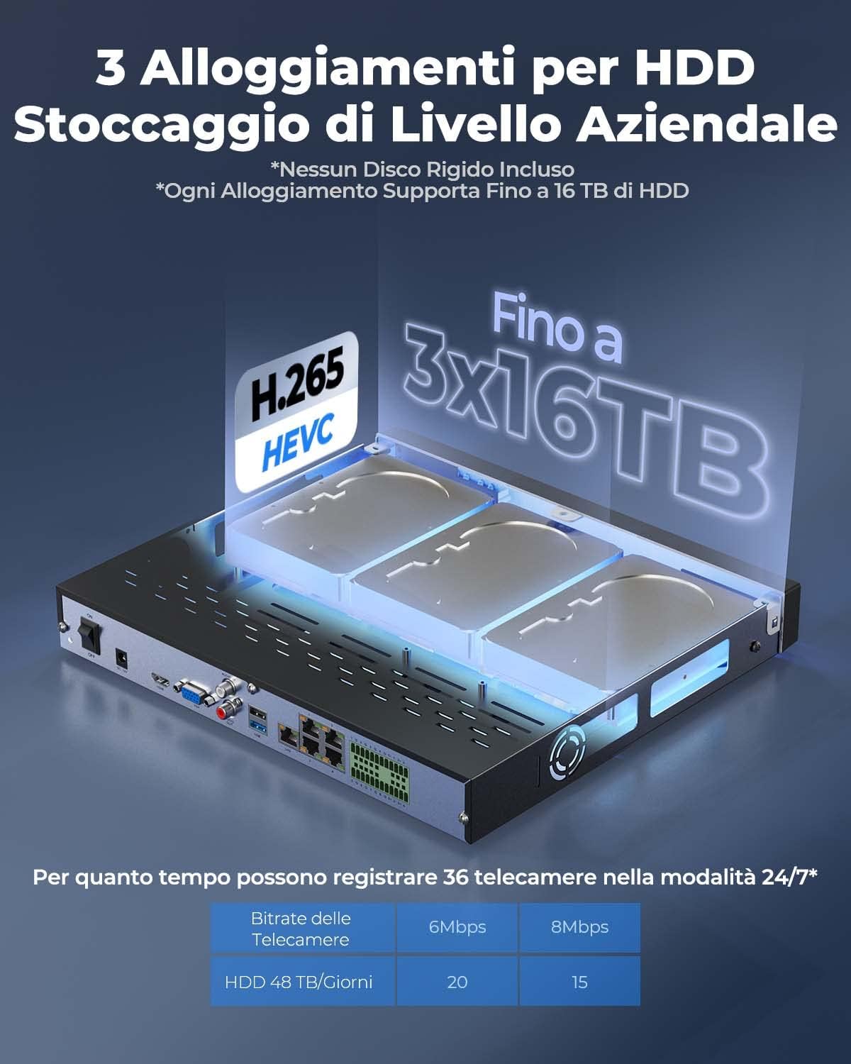 Thumbnail 4 de Reolink RLN36 NVR 36CH con 3 slot HDD e supporto fino a 16MP/12MP/4K/5MP/4MP