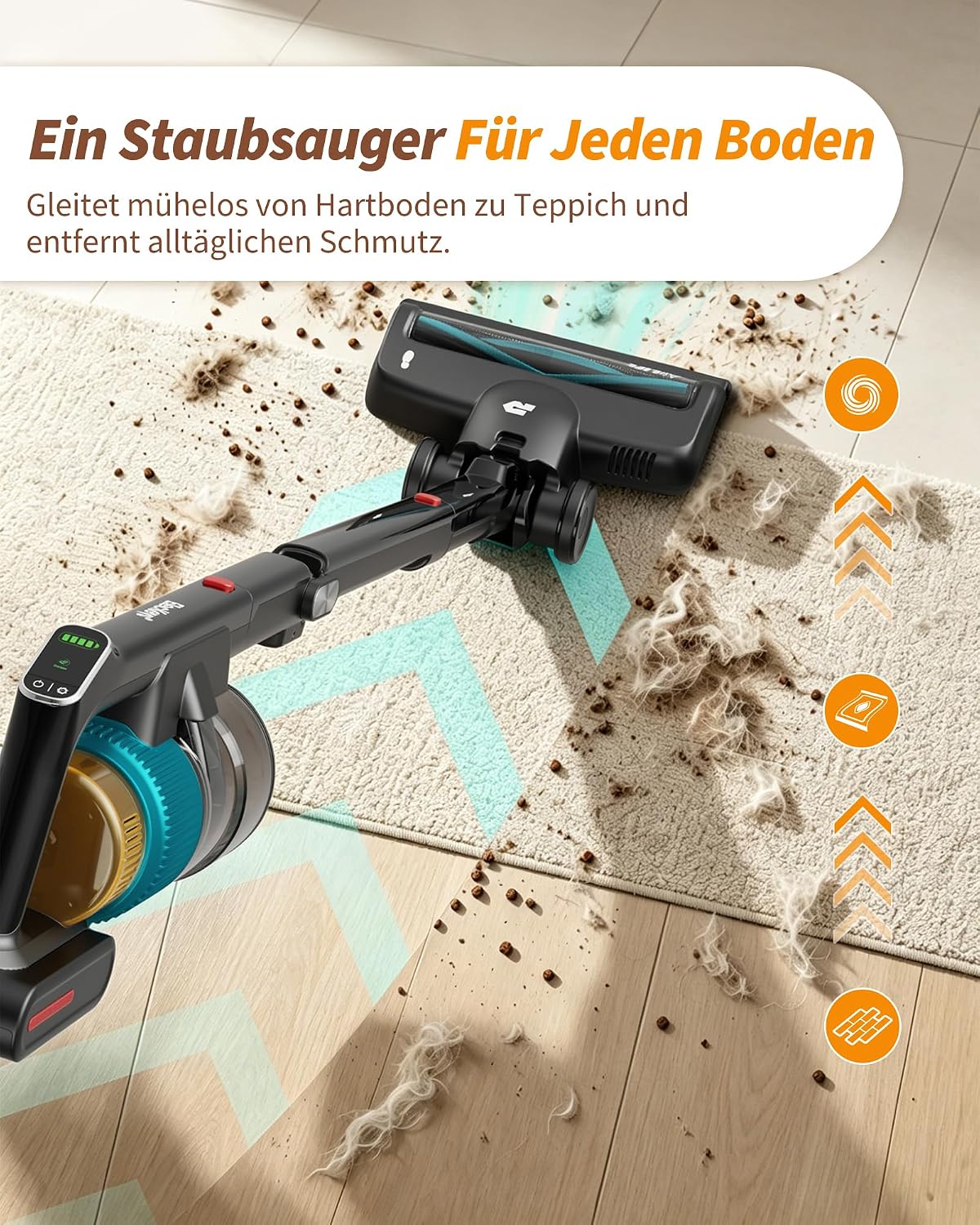 Thumbnail 6 de ElecKeys Akku Staubsauger 55000Pa/650W – kabellos, faltbar und leistungsstark