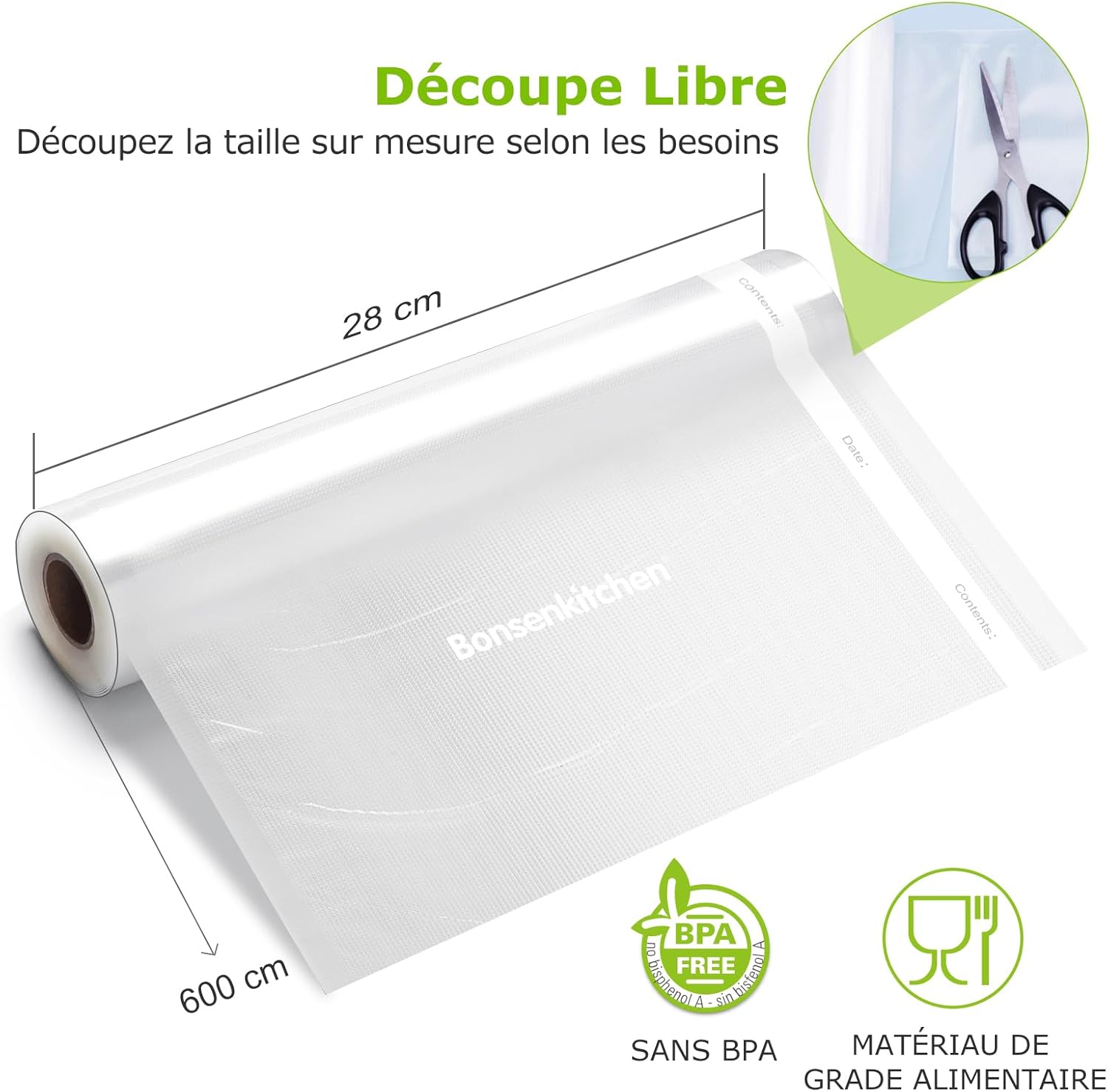 Detalle 2 de Bonsenkitchen VB3207 sacs sous vide 28 cm 🥡