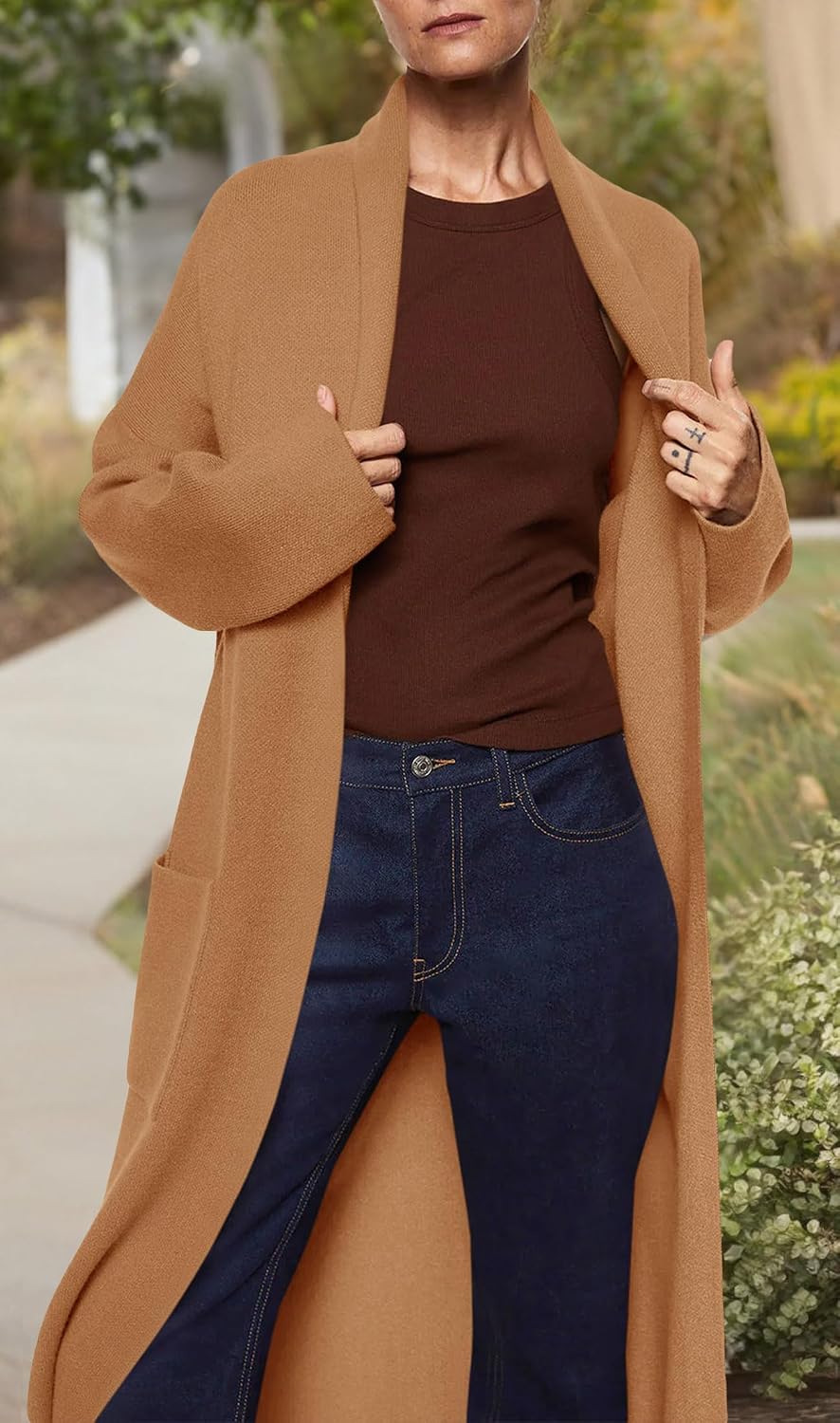 Detalle de Womens Long Sleeve Maxi Cardigan Oversized Knitted Sweater Coat