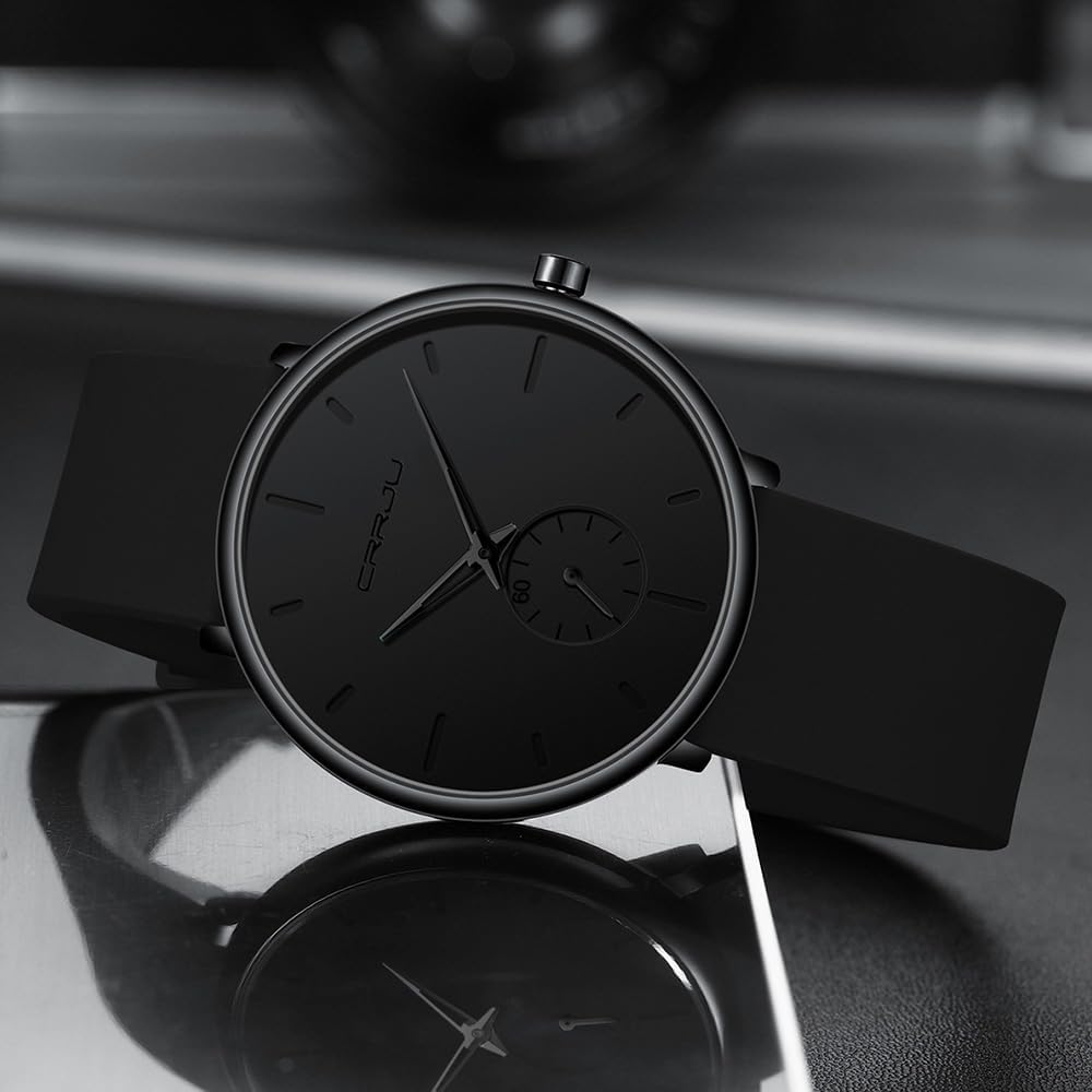 Detalle de CRRJU Herren Uhr mit Silikonarmband – ultradünn, minimalistisch und zuverlässig