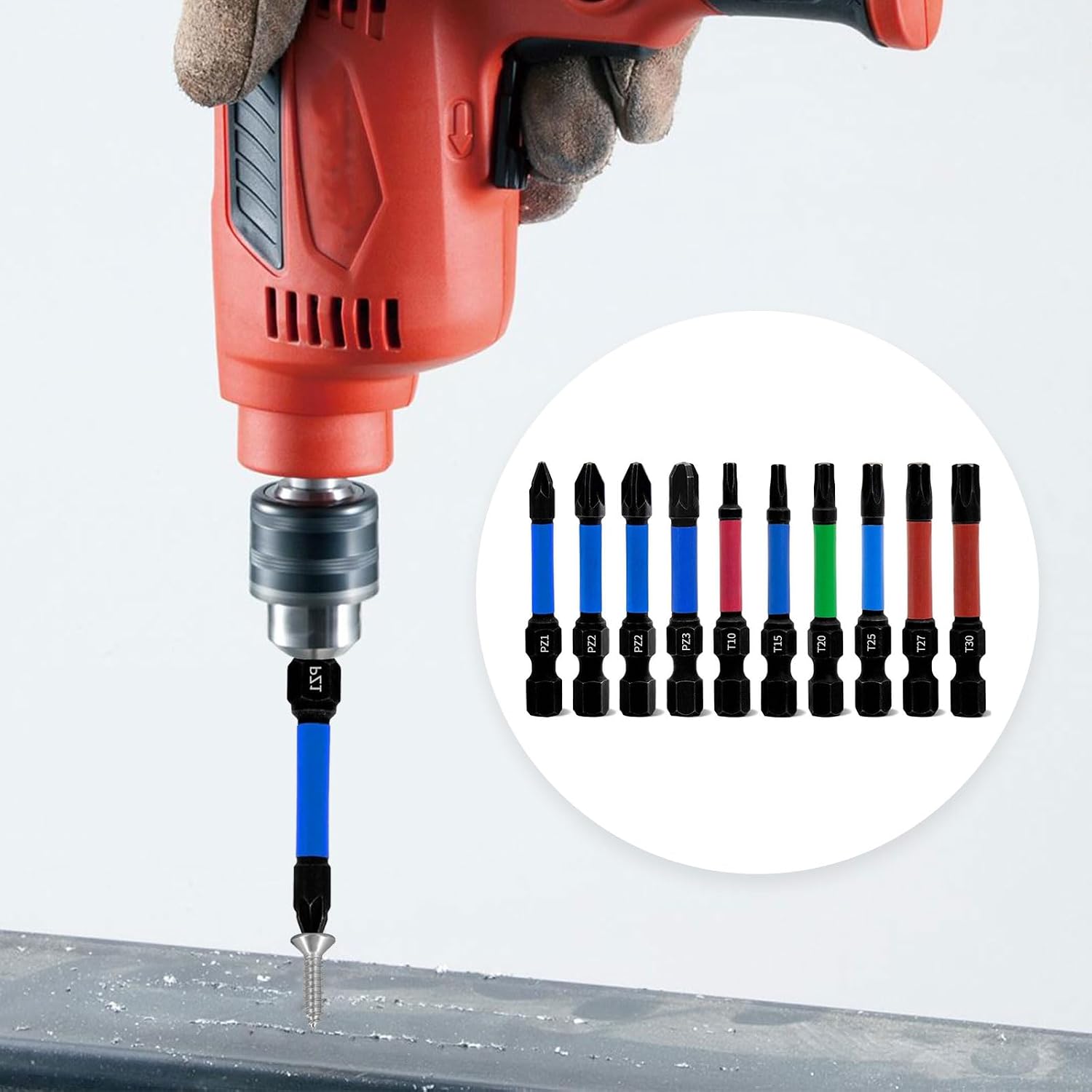 Detalle de HAFRILY Torx Bit Set 50 mm mit 1/4" Sechskantschaft – S2-Stahl, magnetisch