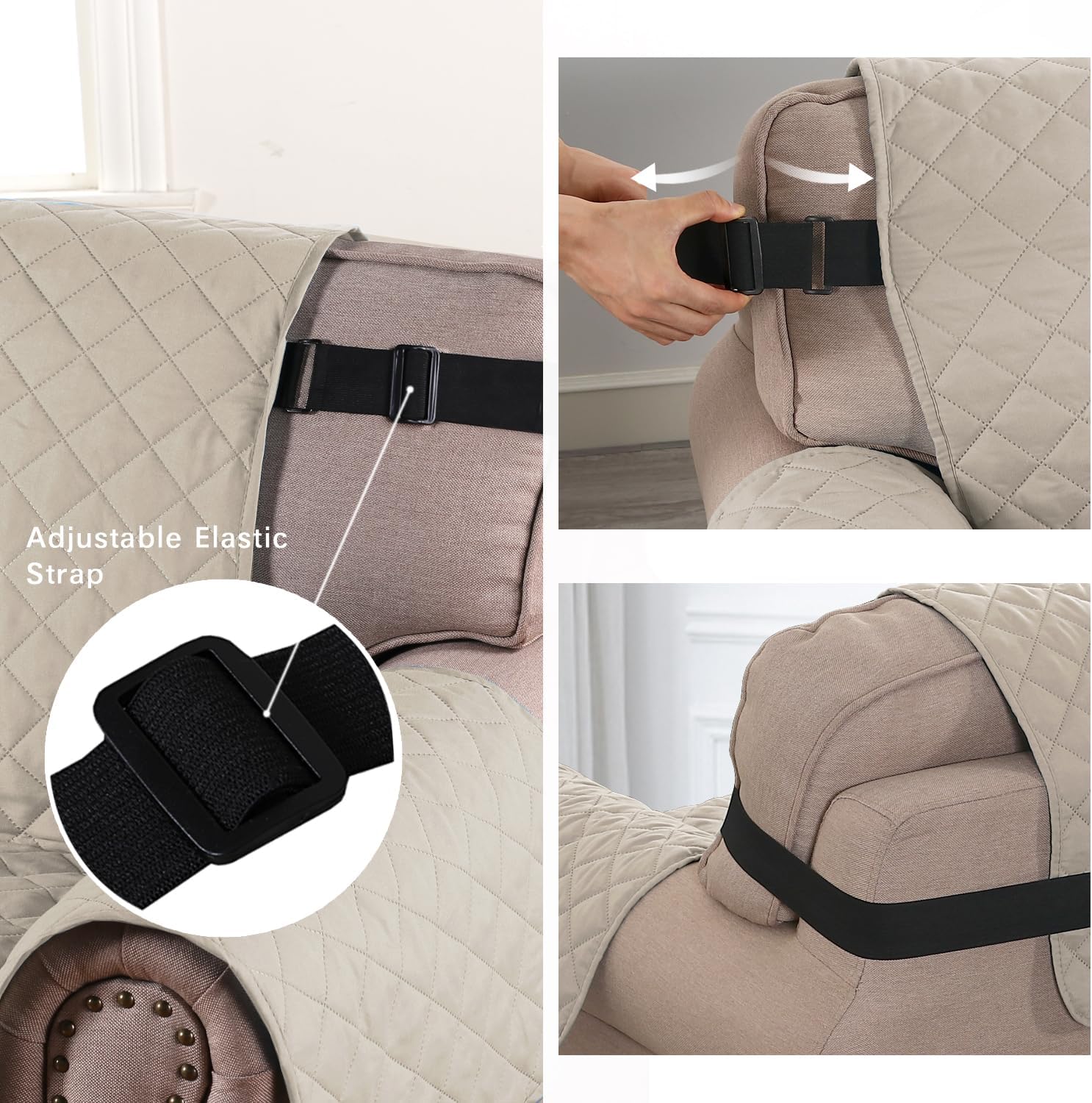 Detalle 2 de H.VERSAILTEX 66" Sofa Protector, Reversible Quilted, Water-Repellent, Pale Oak