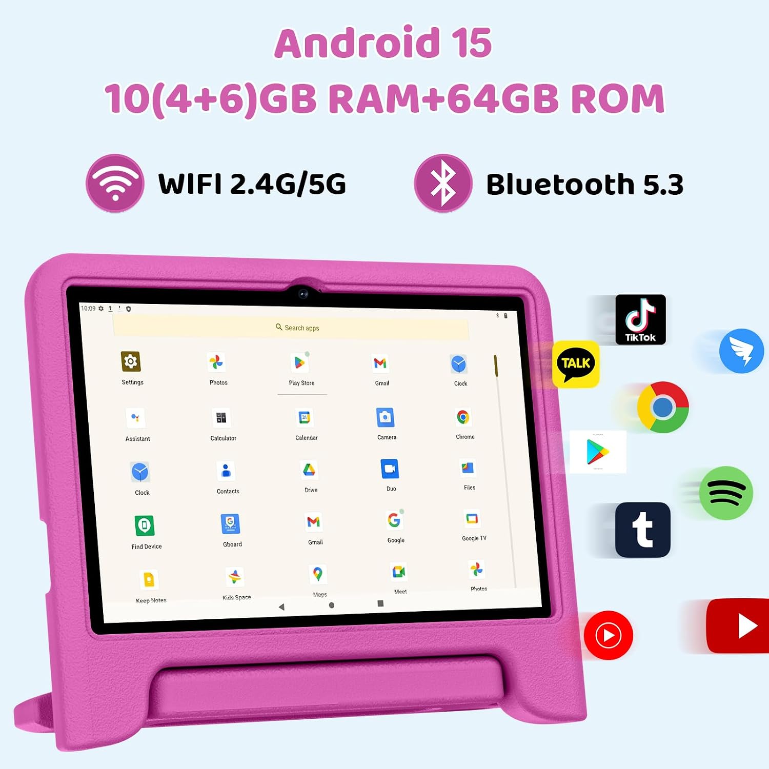 Detalle de COLORROOM C30 Kids Tablet, 10.1-Inch Android 15, 64GB, Pink