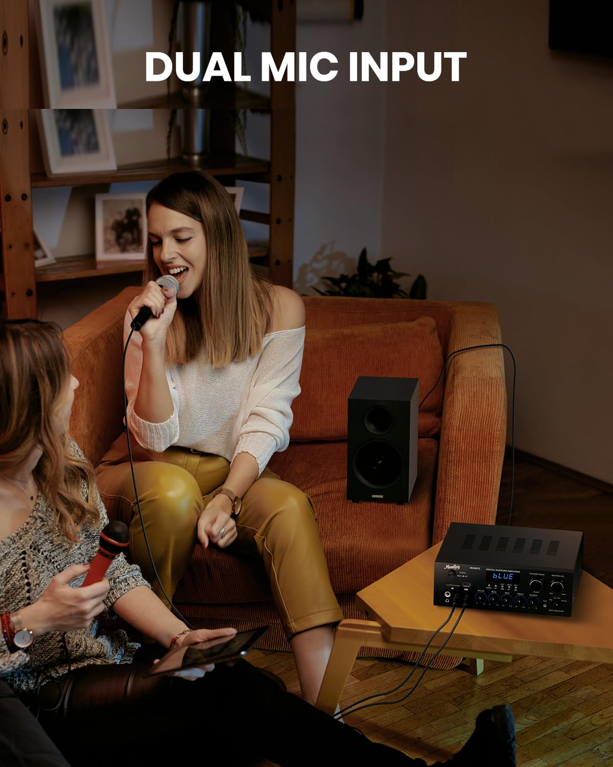 Detalle de Moukey MAMP1 パワーアンプ 220W Bluetooth 5.0対応 2チャンネル・マイクミキサー