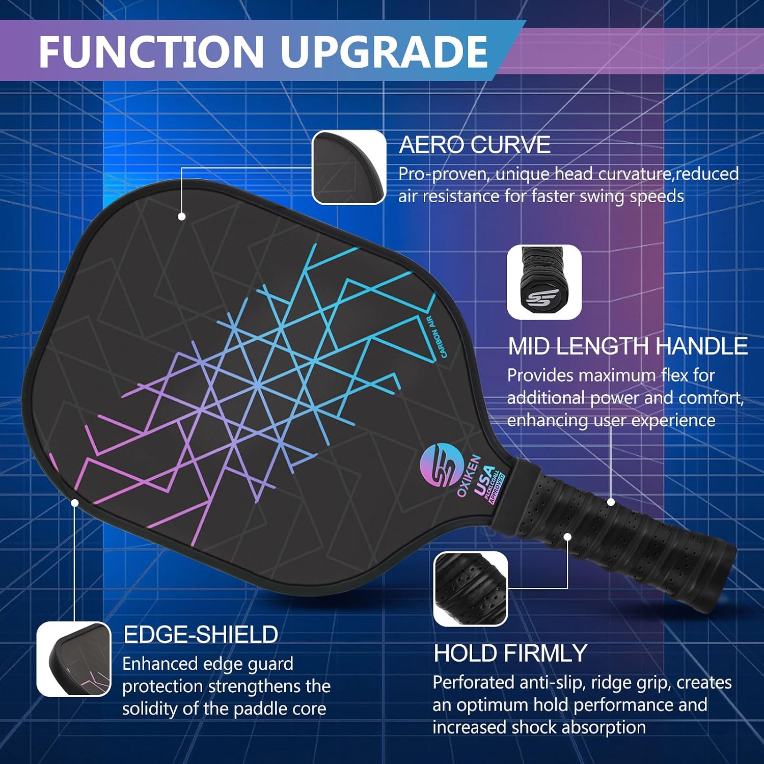 Detalle de OXIKEN Pickleball Paddle Set, Carbon Fibre