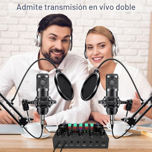 Thumbnail 1 de ALPOWL Paquete de Equipo de Podcast para 2: set con BM-800, filtros, cápsula cardioide y accesorios para podcasts, streaming y canto