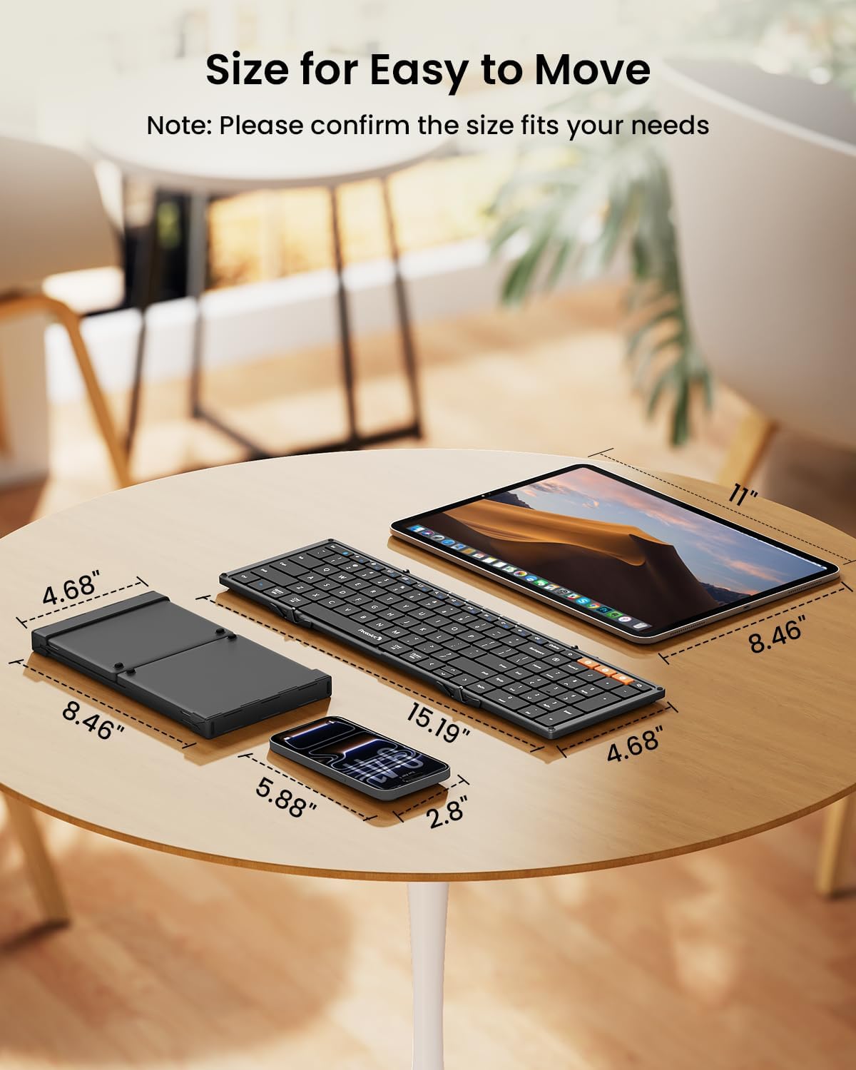 Detalle 2 de ProtoArc XK01 Foldable Bluetooth Keyboard, 105 Keys, Number Pad, USB-C