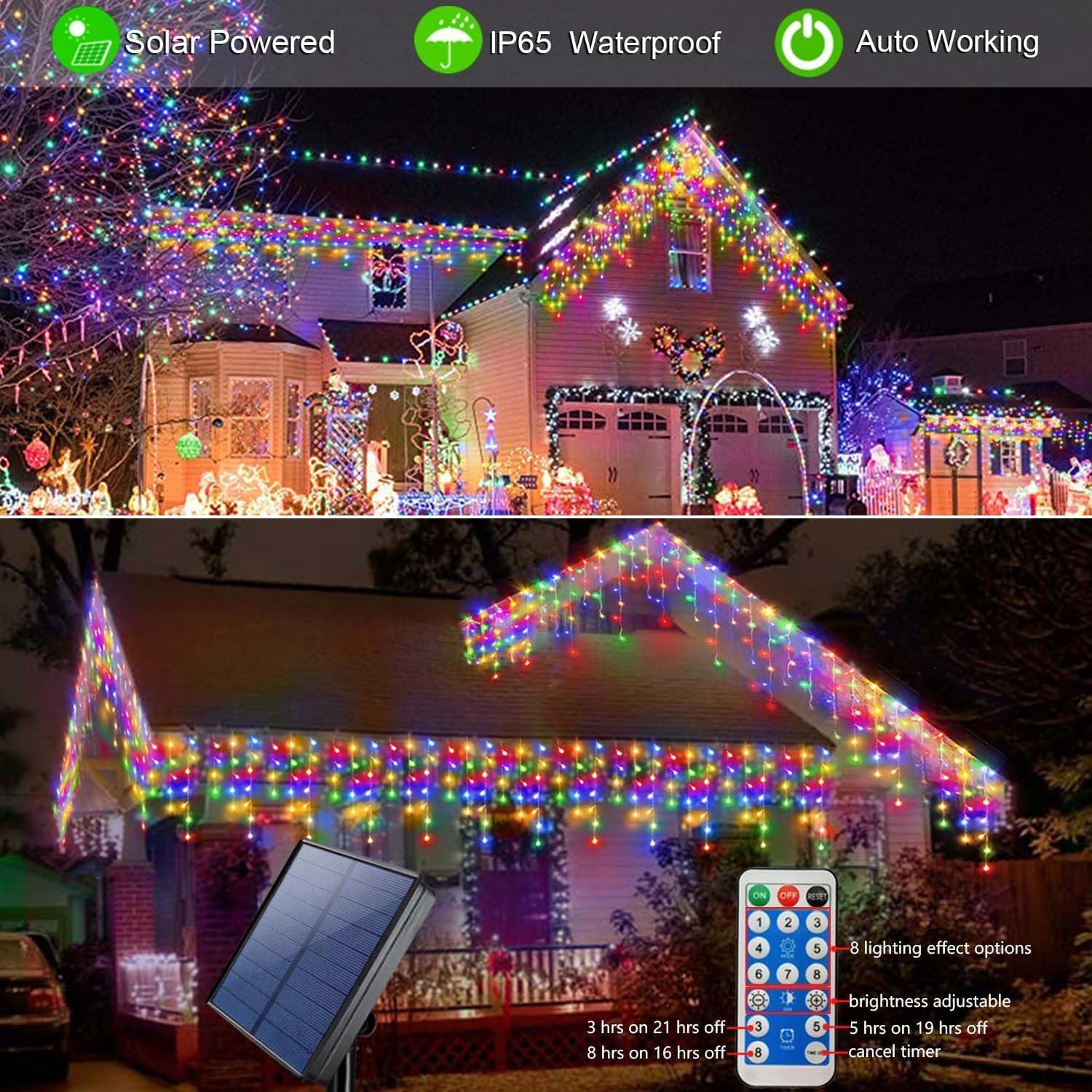 Detalle de Homeleo Solar Icicle 4M 160 LED string lights