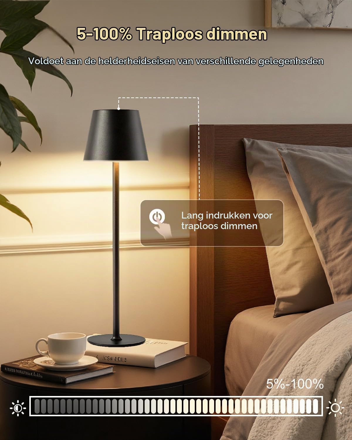 Thumbnail 2 de Bonsery A29 draadloze LED-tafellampen, set van 2, dimbaar met 3 lichtkleuren