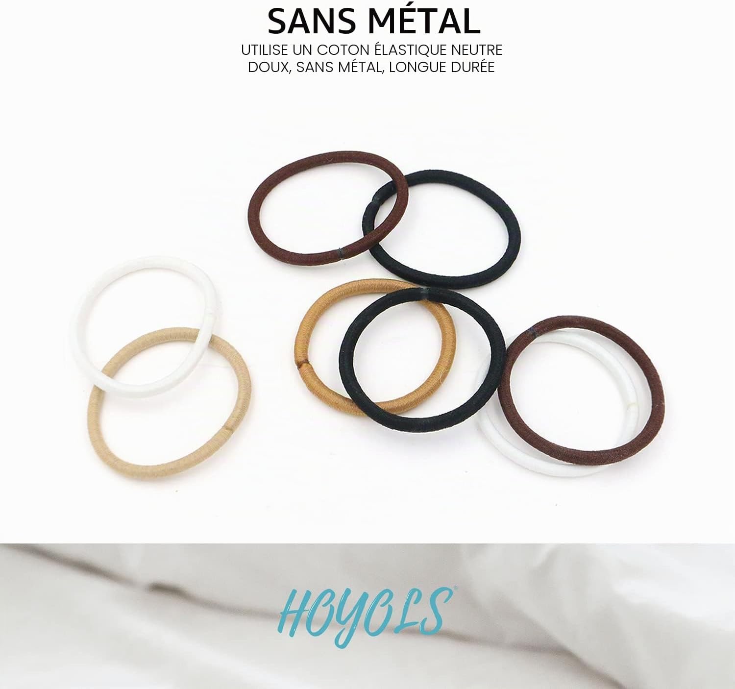 Detalle de HOYOLS Lot de 50 élastiques pour cheveux noirs tressés épais sans métal