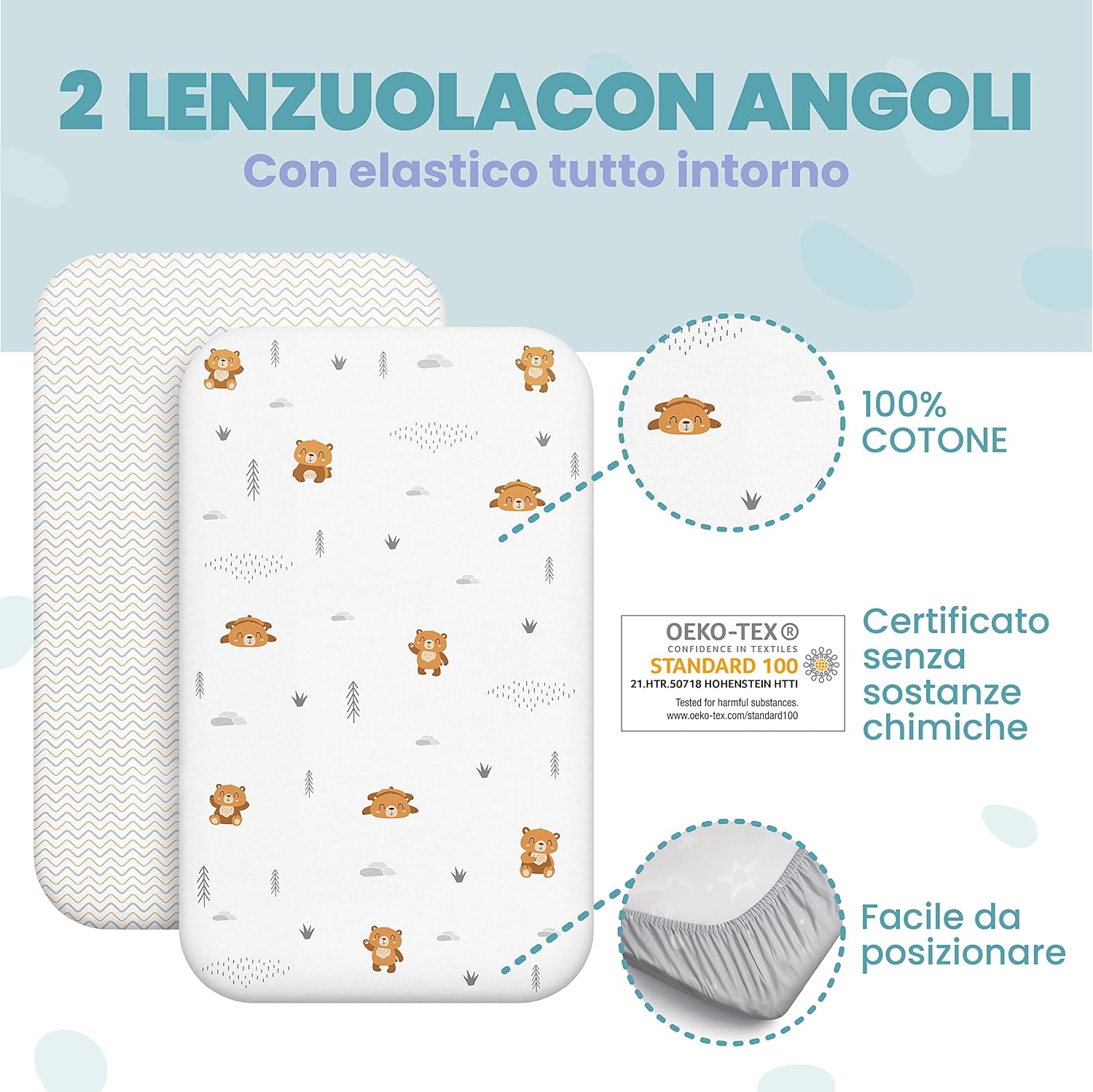 Thumbnail 4 de Set lenzuola 3-in-1 per culla/cododo 55x90 (2 lenzuola + coprimaterasso impermeabile) arancione