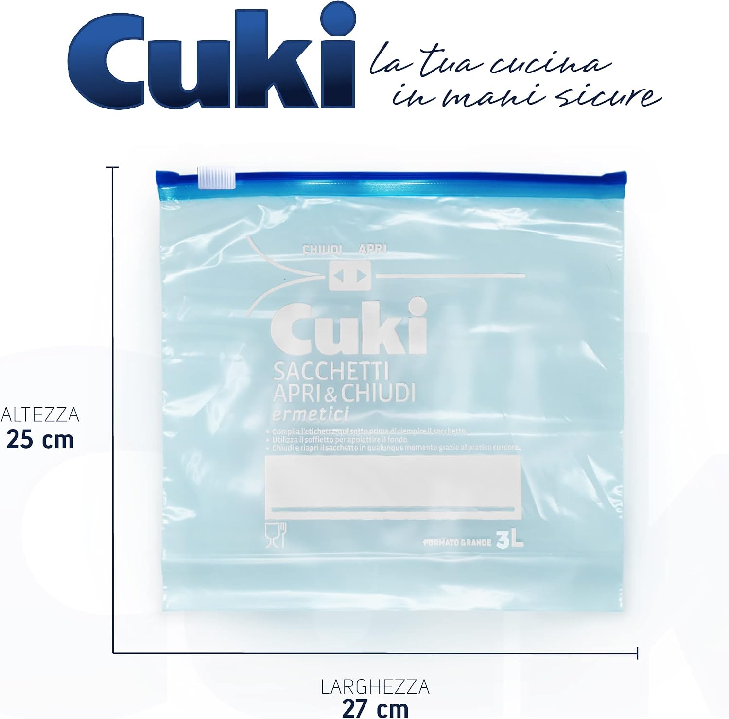 Detalle de Cuki Sacs hermétiques Grandes en Plastique-Bulle, 10 pièces, 3 L, 27 x 25 cm