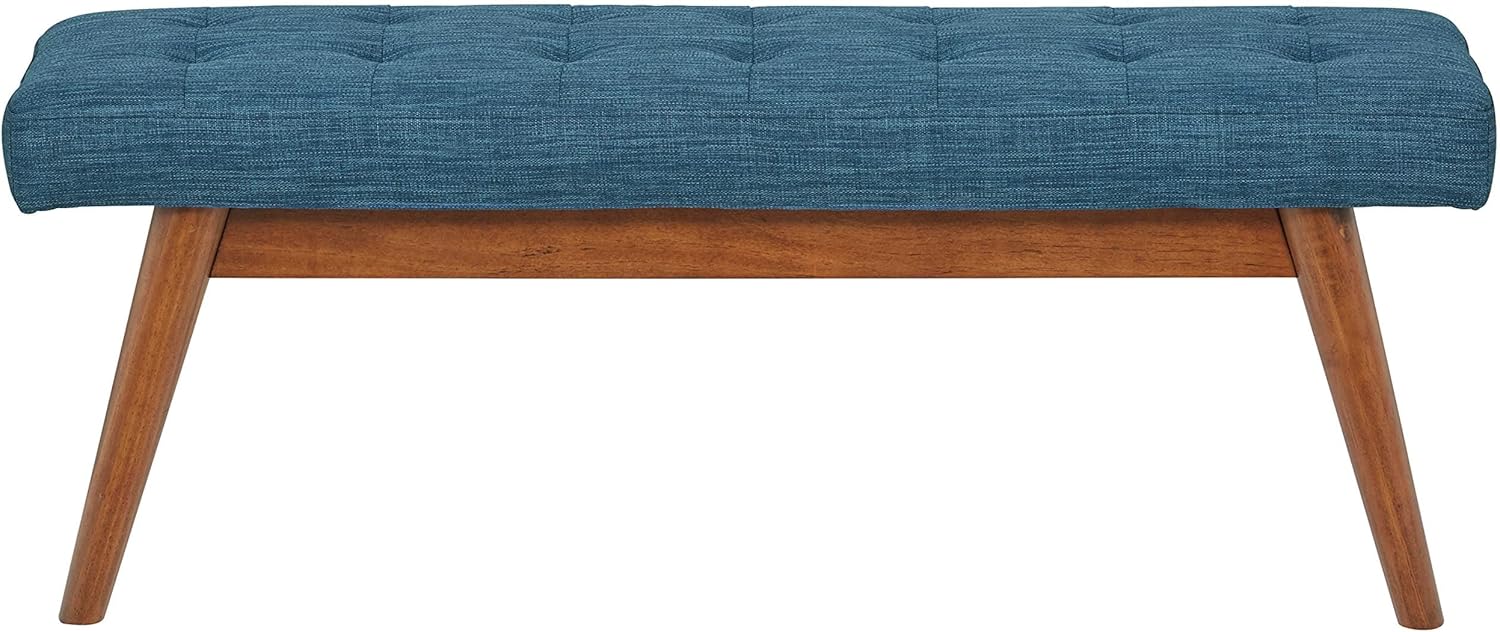 Detalle de Amazon Basics Modern Padded Upholstered Bench with Button in Navy Blue — 112 cm