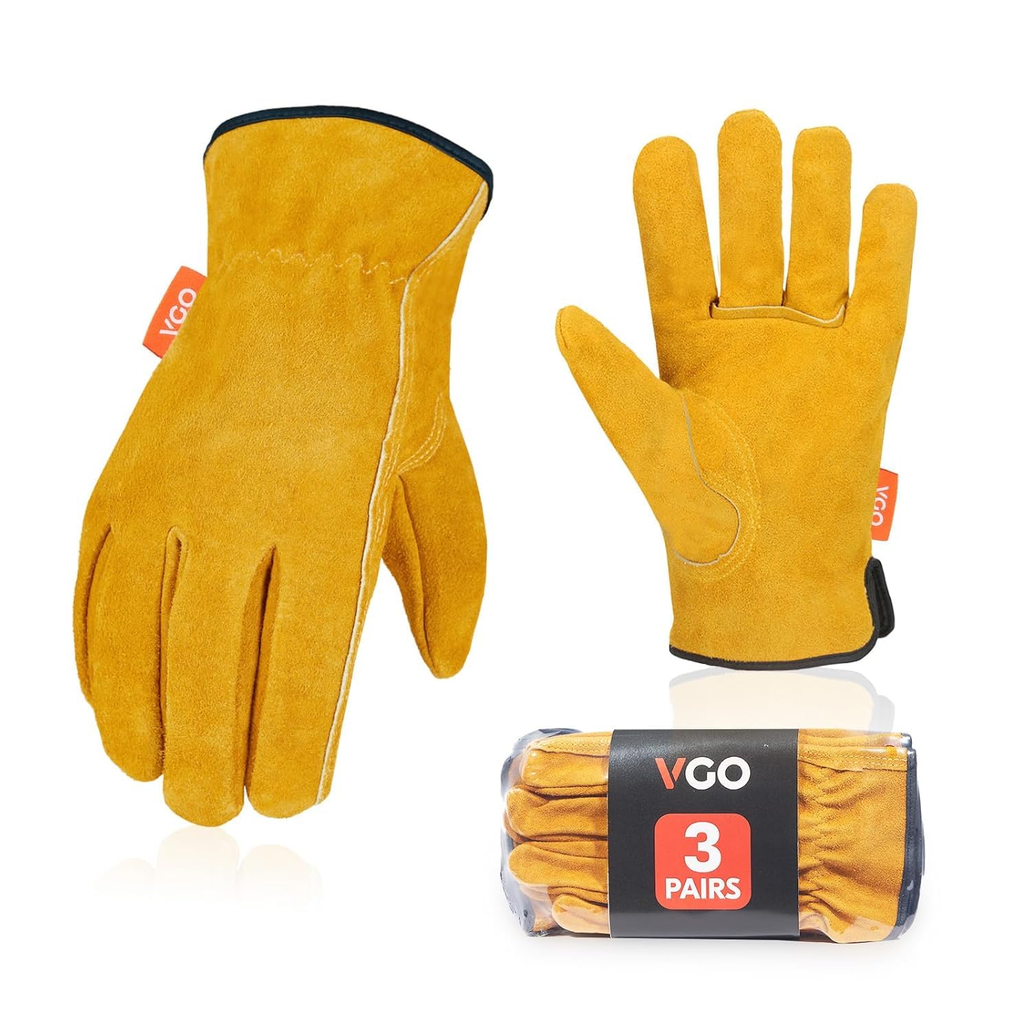 Thumbnail 6 de Gants de sécurité en cuir Vgo… pour hommes CB9501 (cuir de vachette, or), taille 10/XL – 1 paire