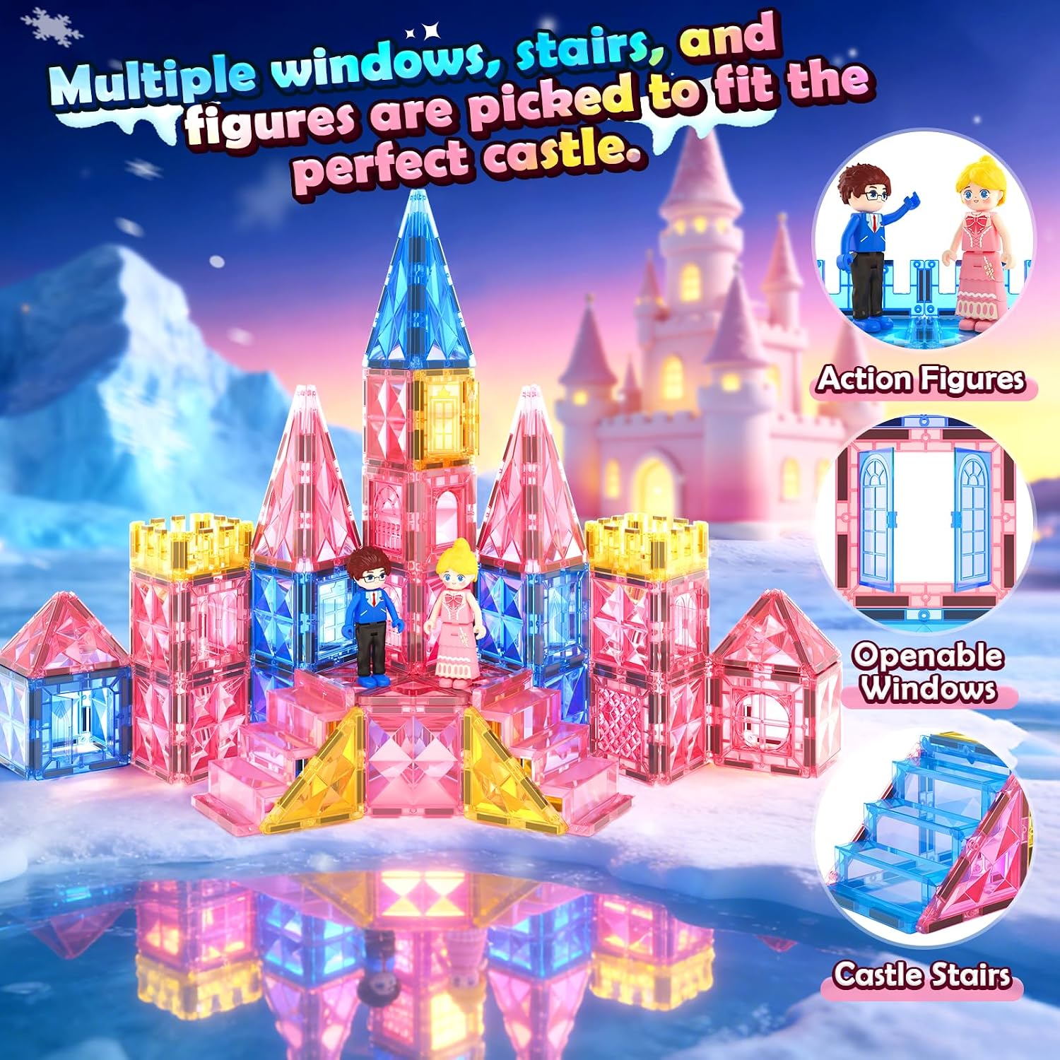 Detalle de Magnetic Tiles 102-Piece Castle Set