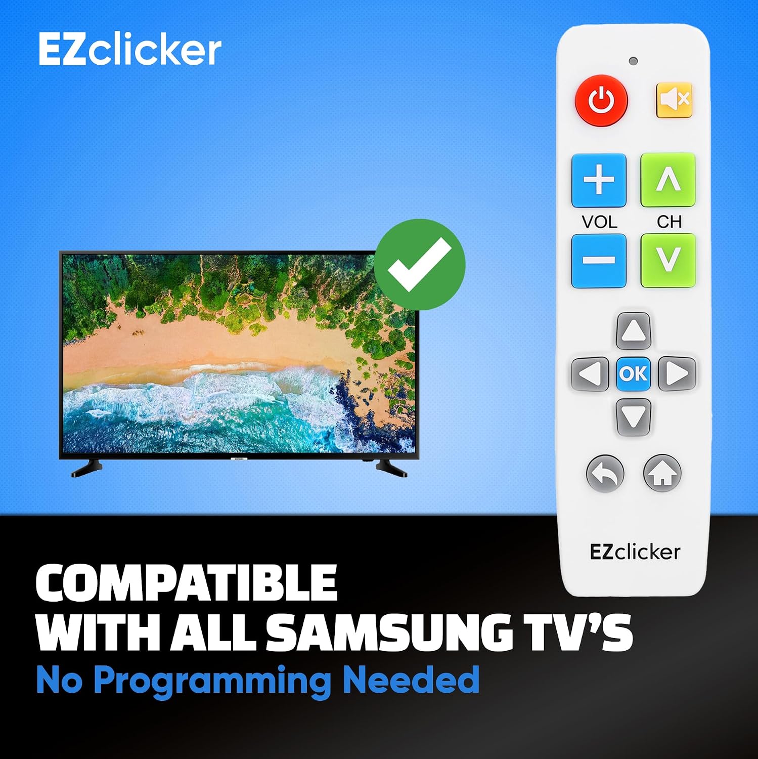 Detalle 2 de Samsung Replacement TV Remote with Big Button (White) for Samsung TVs
