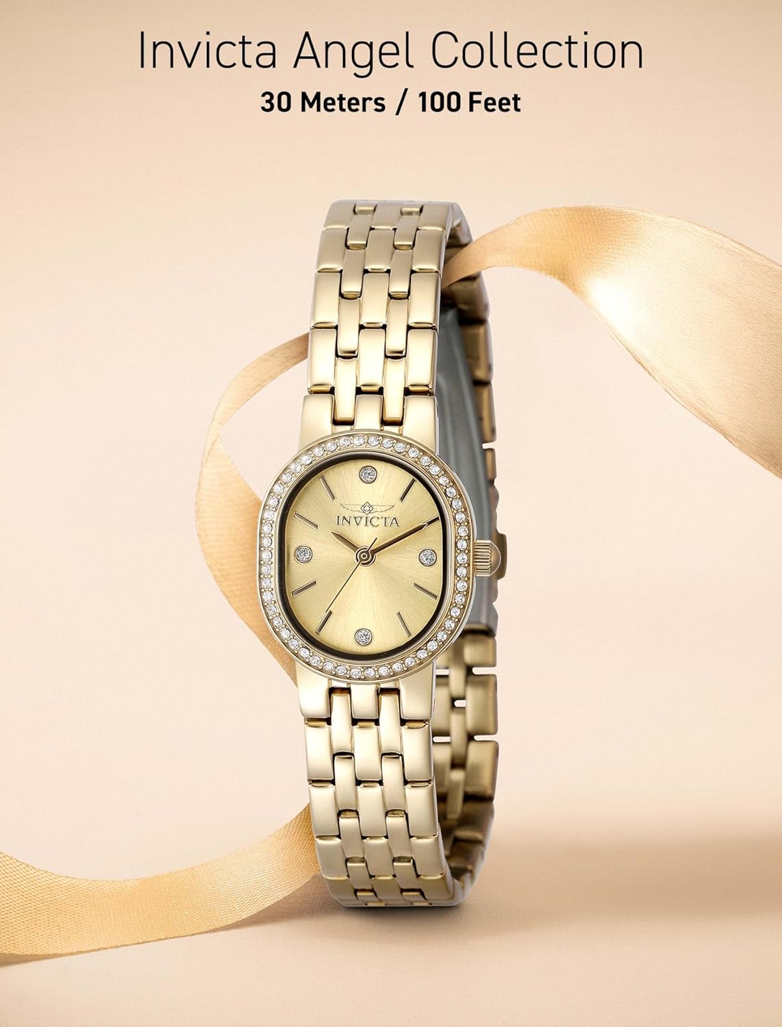 Thumbnail 3 de Invicta Angel 48135 pour femme : montre quartz acier inoxydable 20 mm, cadran doré