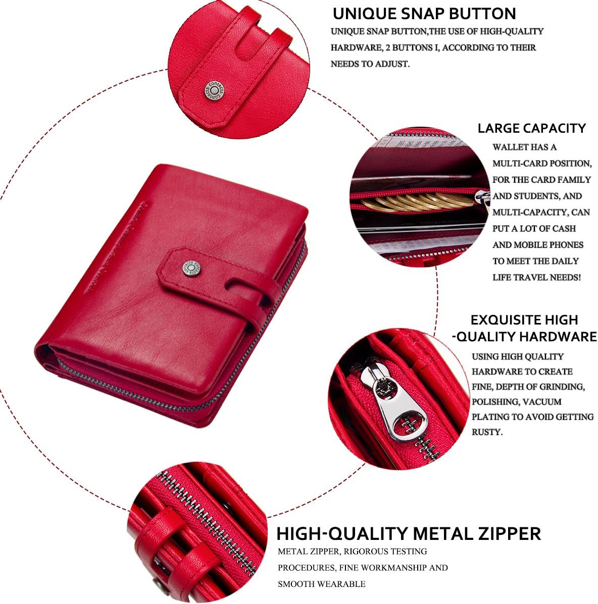Thumbnail 6 de Contacts Trifold Leather Coin Card Holder 9x12cm