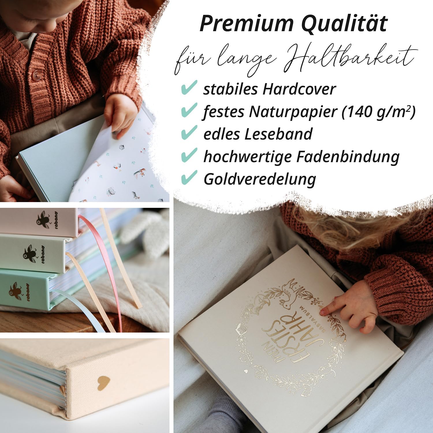 Thumbnail 5 de Mein erstes Jahr Babyalbum | PREMIUM Erinnerungsbuch mit Leineneinband