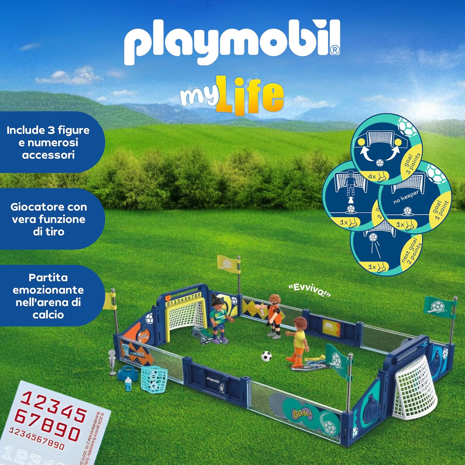 Detalle de PLAYMOBIL My Life Calcio-Arena 72056: campo interattivo con tiro, porte e arbitro mascotte