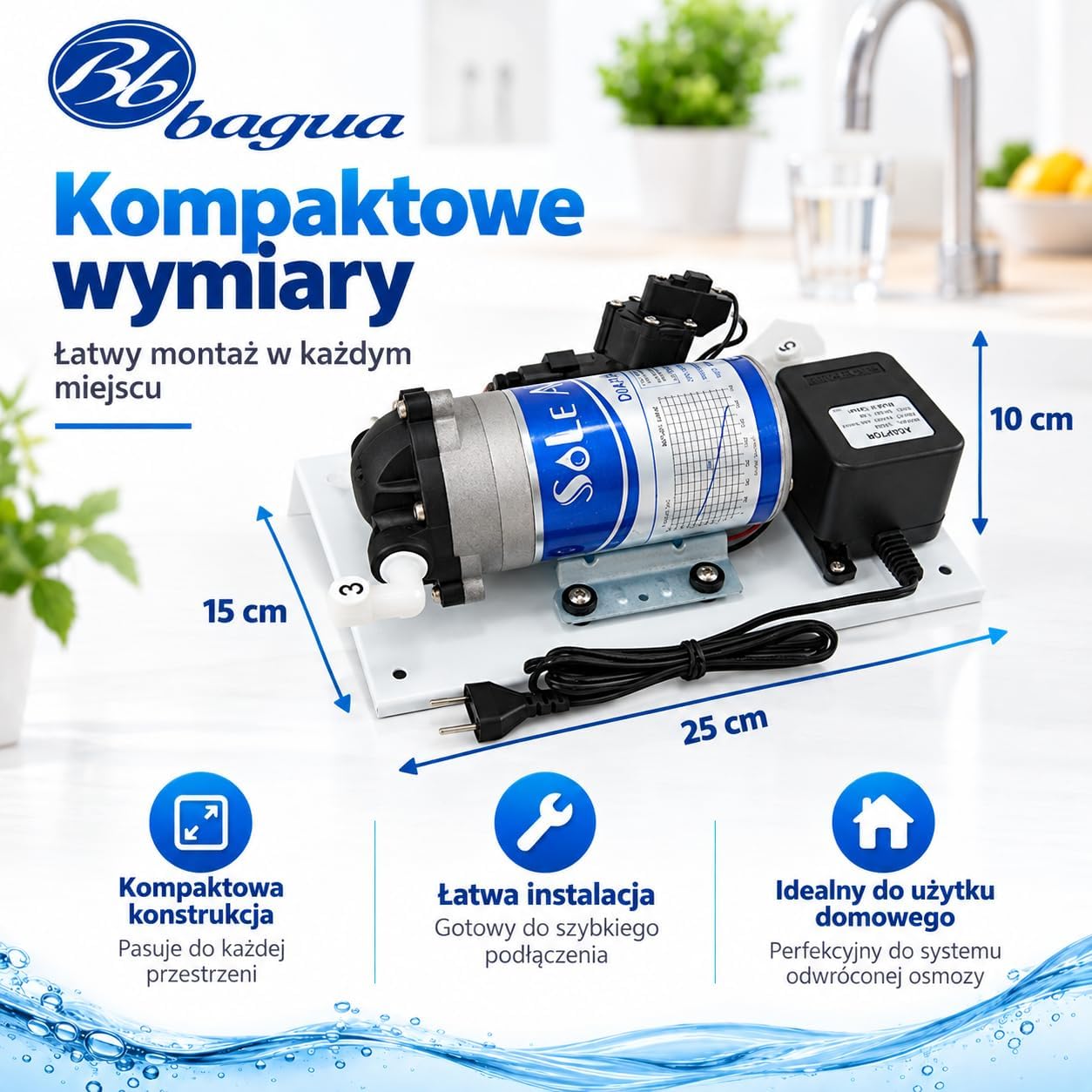 Detalle de Bbagua zestaw pompy ciśnieniowej do osmozy z presostatami i transformatorem